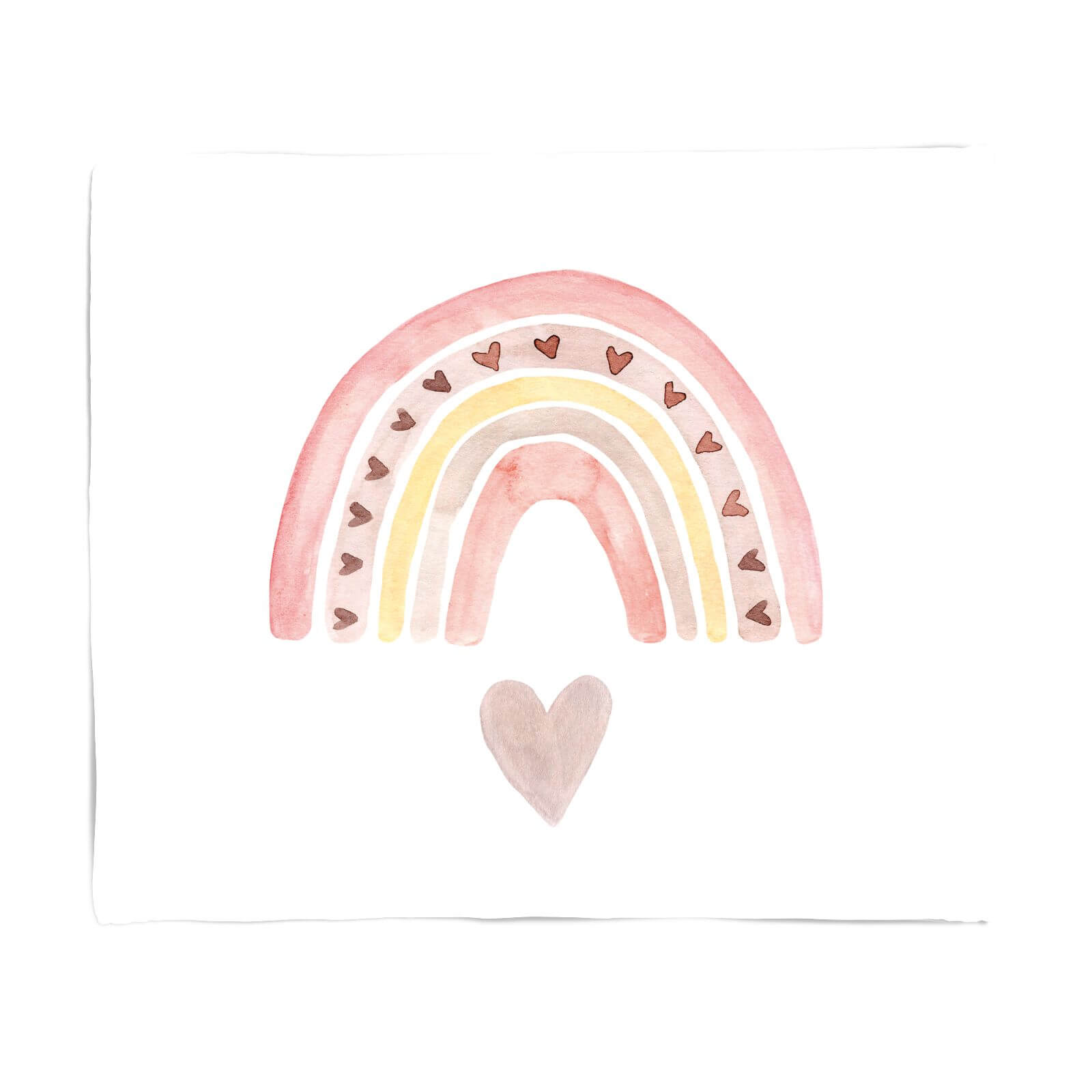 Watercolour Rainbow And Heart Fleece Blanket - S
