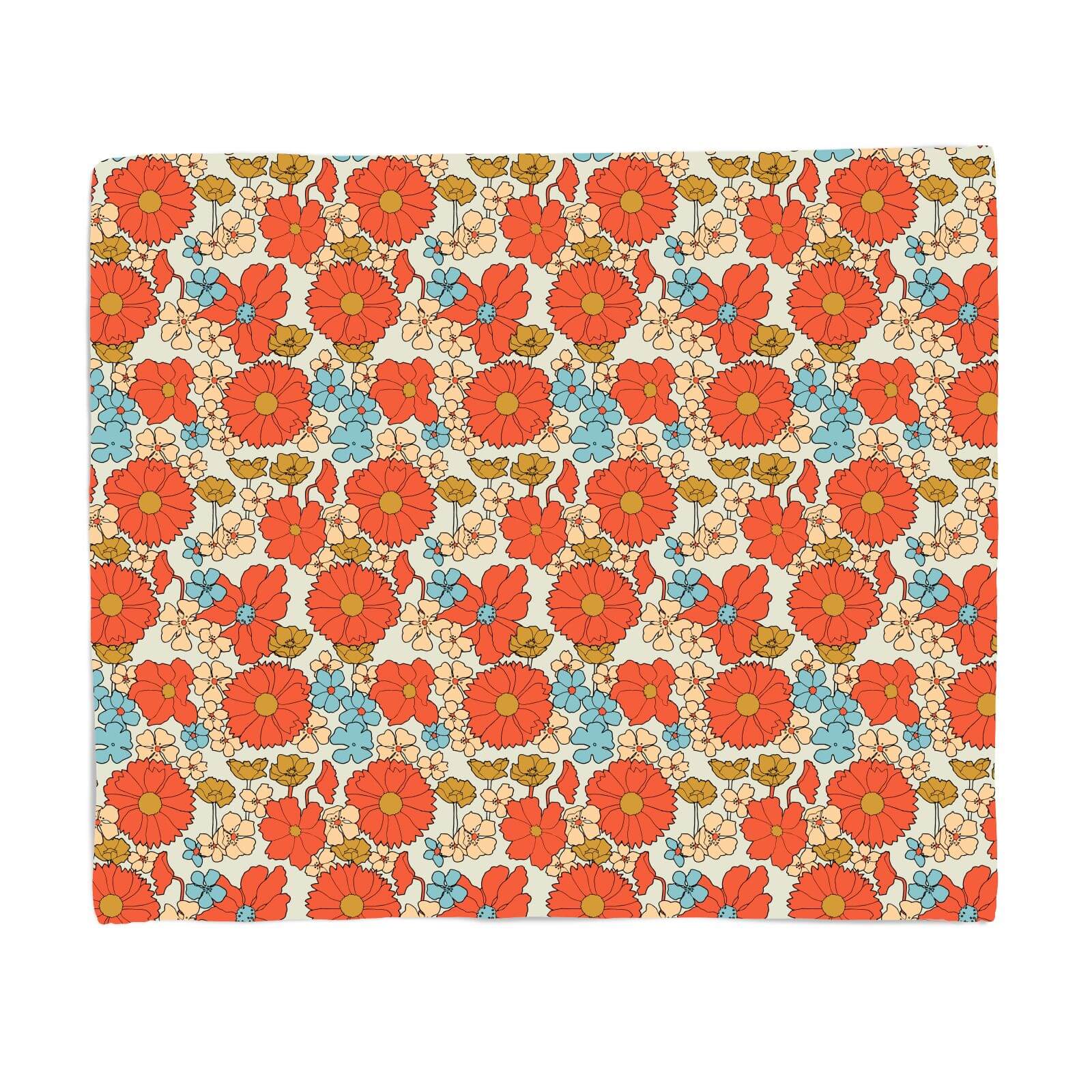 60s Flowers Fleece Blanket - S