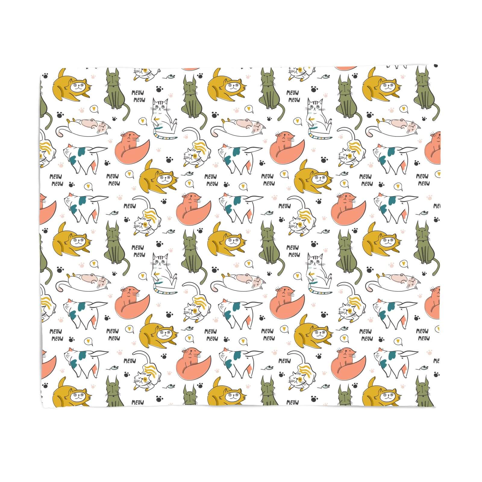 Colourful Cat Pattern Fleece Blanket - S