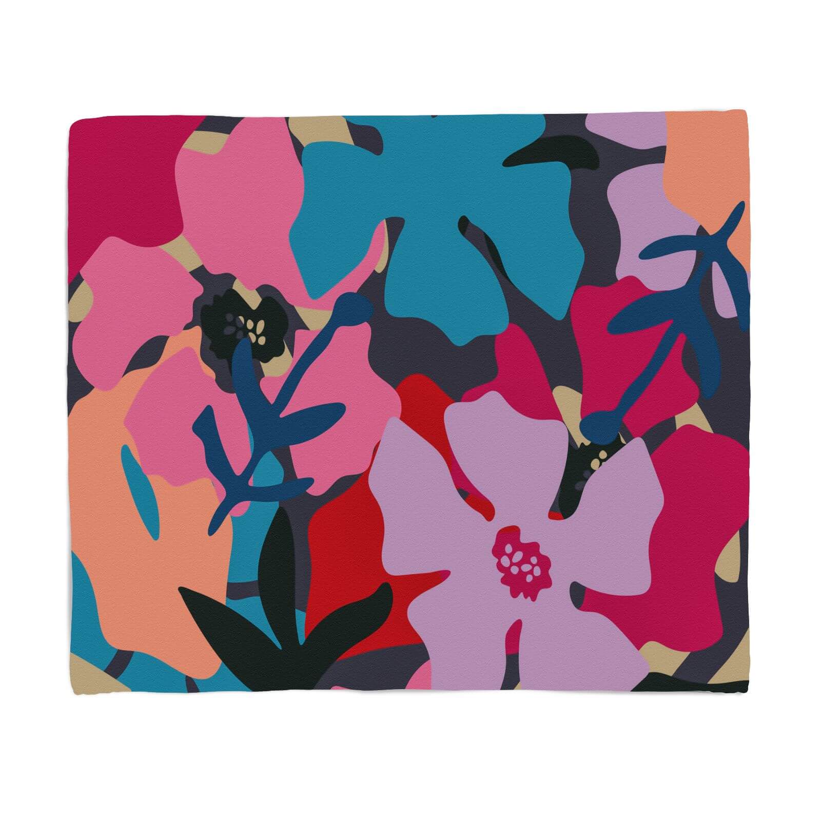 Giant Retro Flowers Fleece Blanket - S