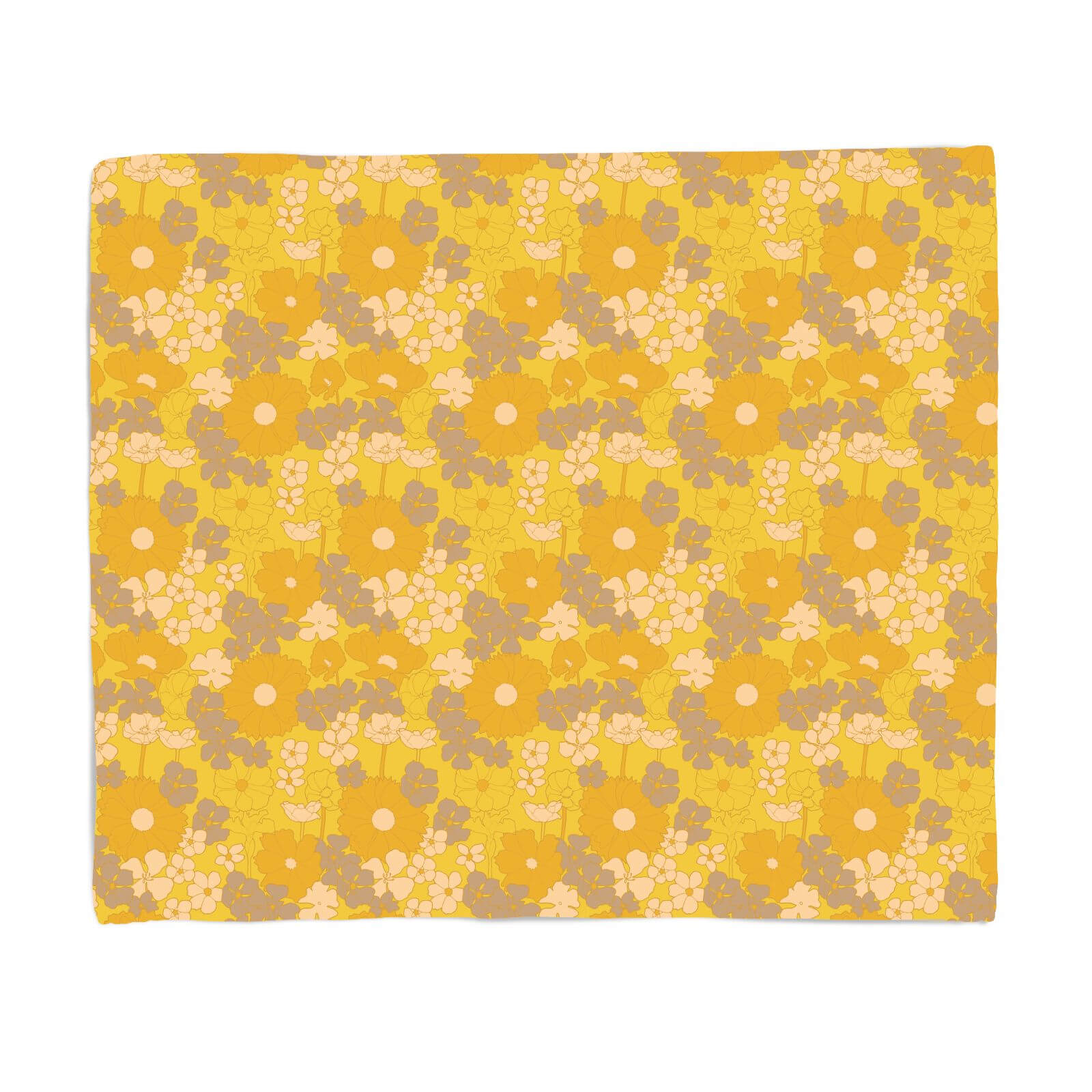 60s Flower Print Fleece Blanket - S
