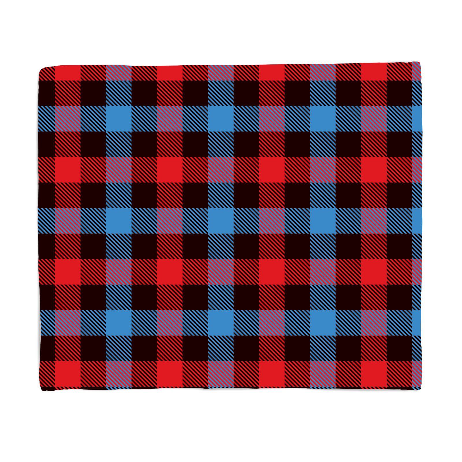 Red, Blue & Black Checkered Tartan Fleece Blanket - S