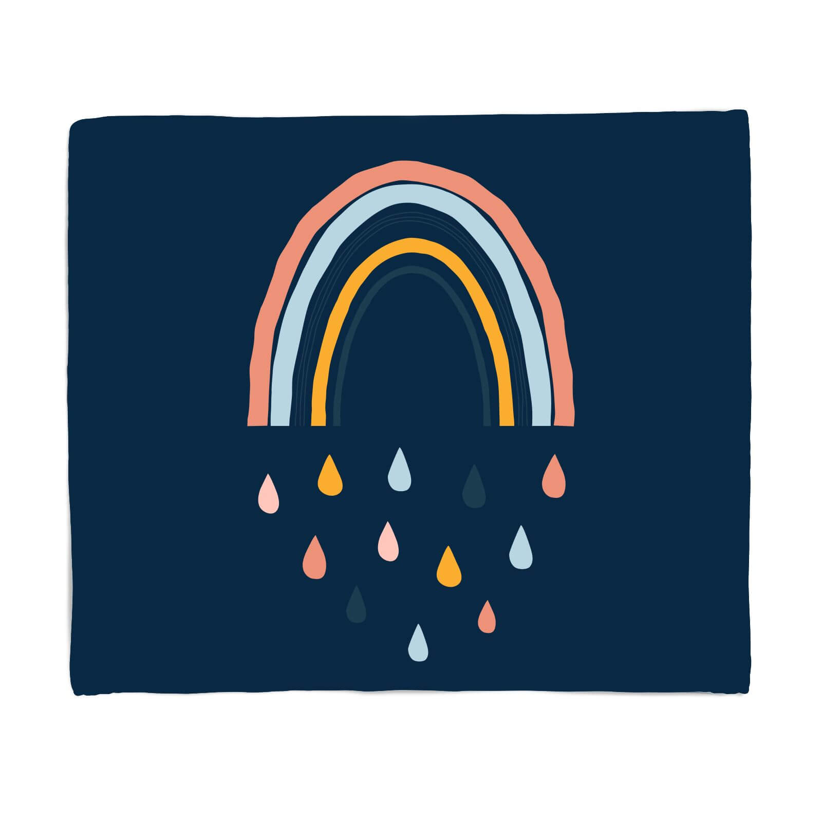 Rainbow And Rain Fall Fleece Blanket - S