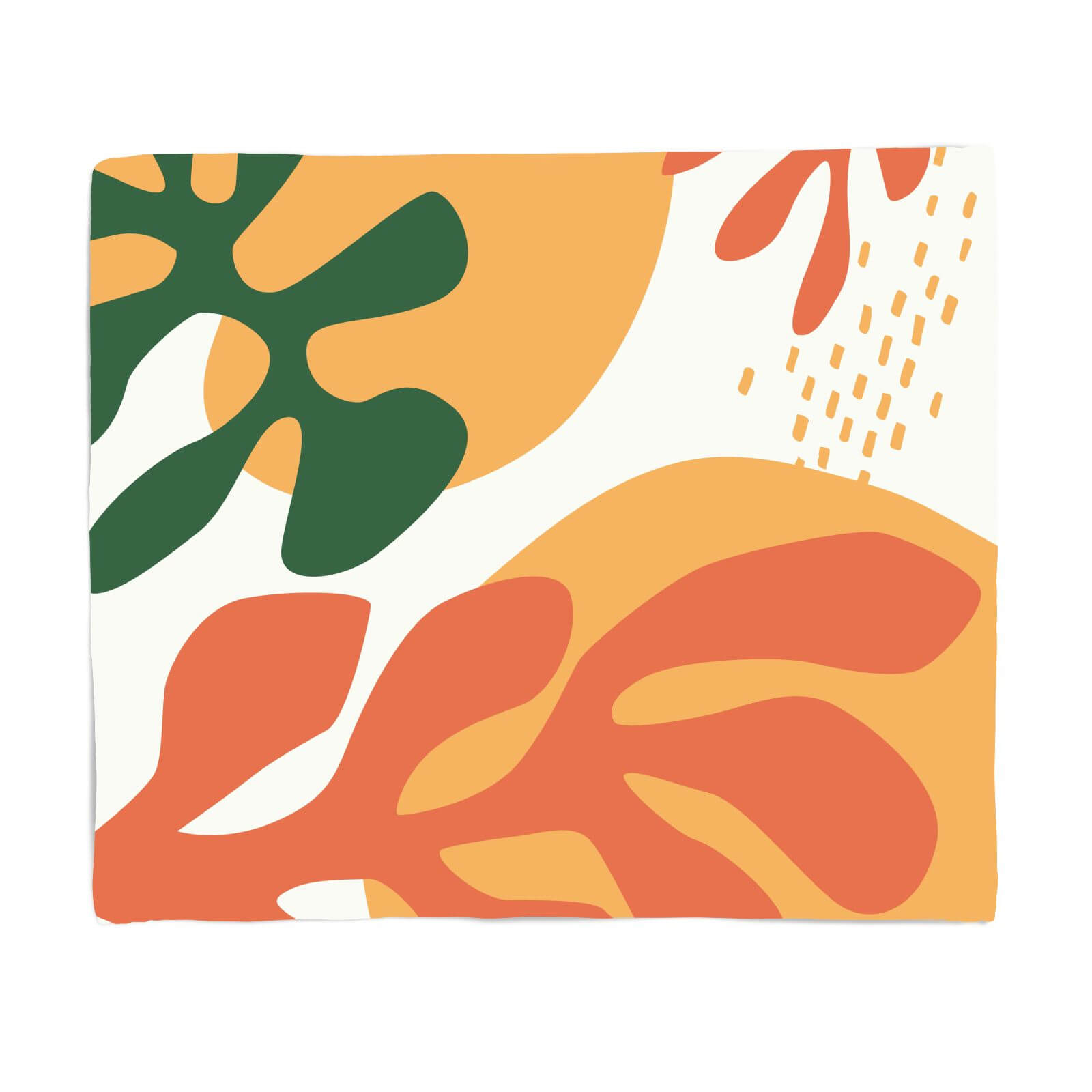 Mid Warm Leaf Pattern Fleece Blanket - S