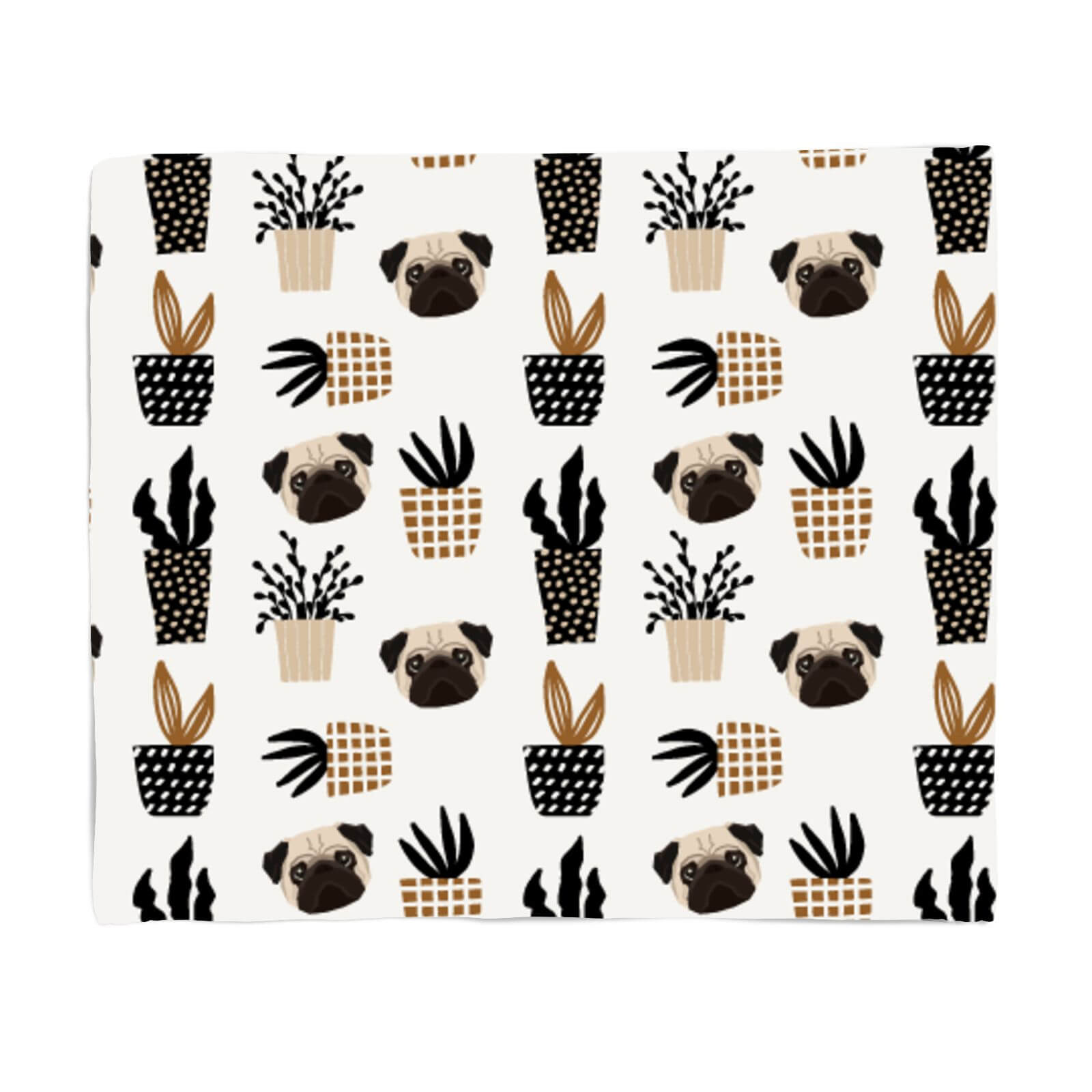 Pug & Cactus Fleece Blanket - S