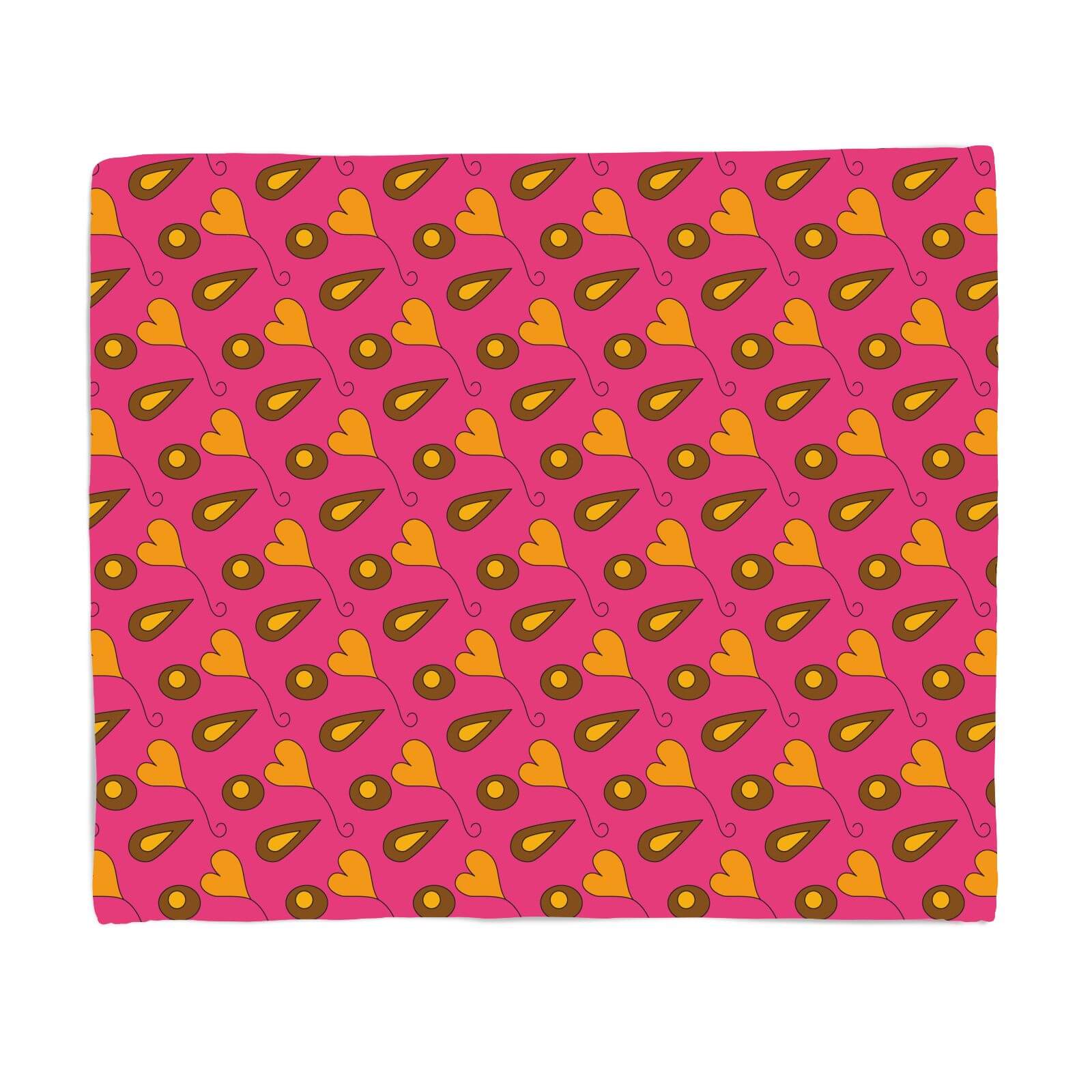 Retro Hearts And Leaves Fleece Blanket - S