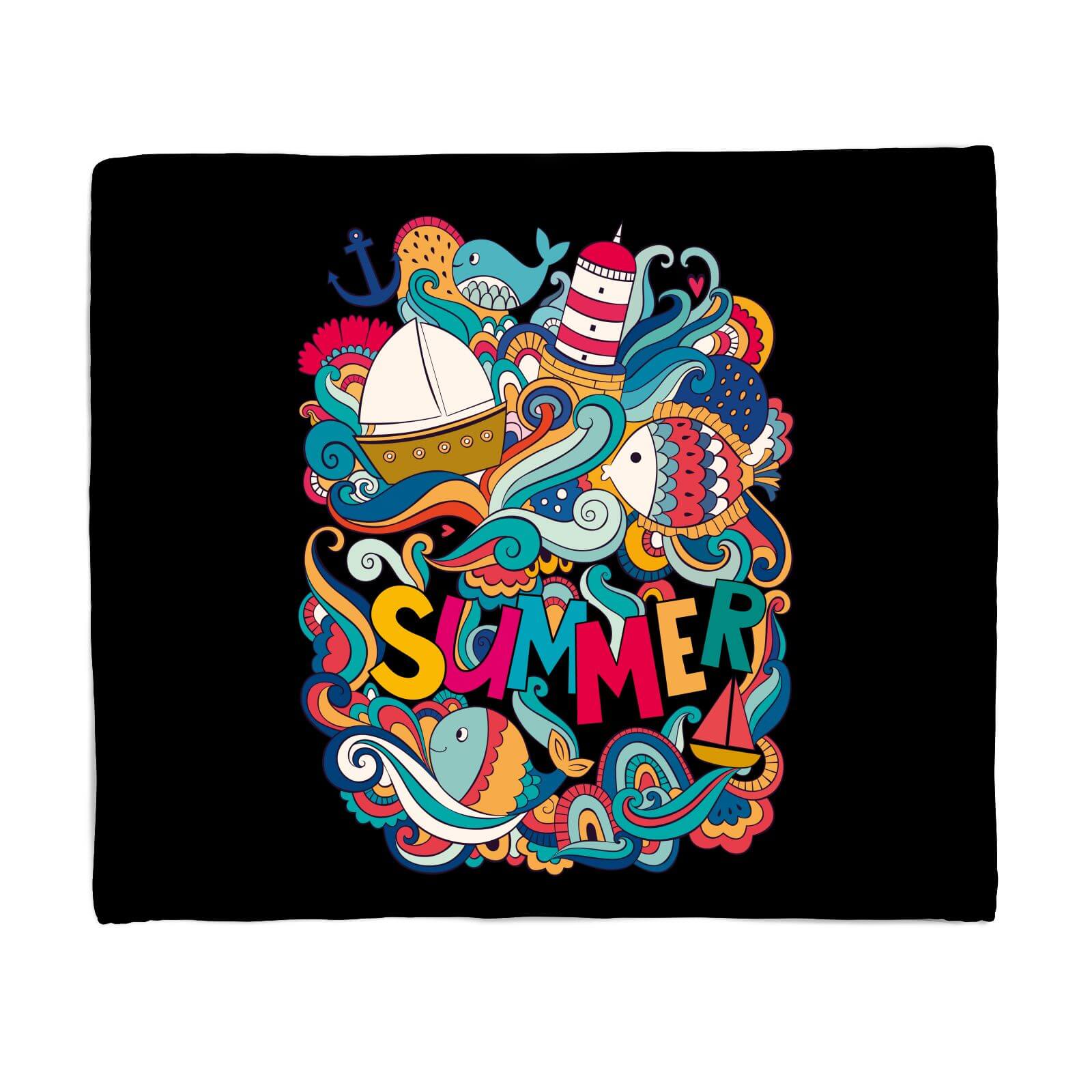 Summer Collage Fleece Blanket - S