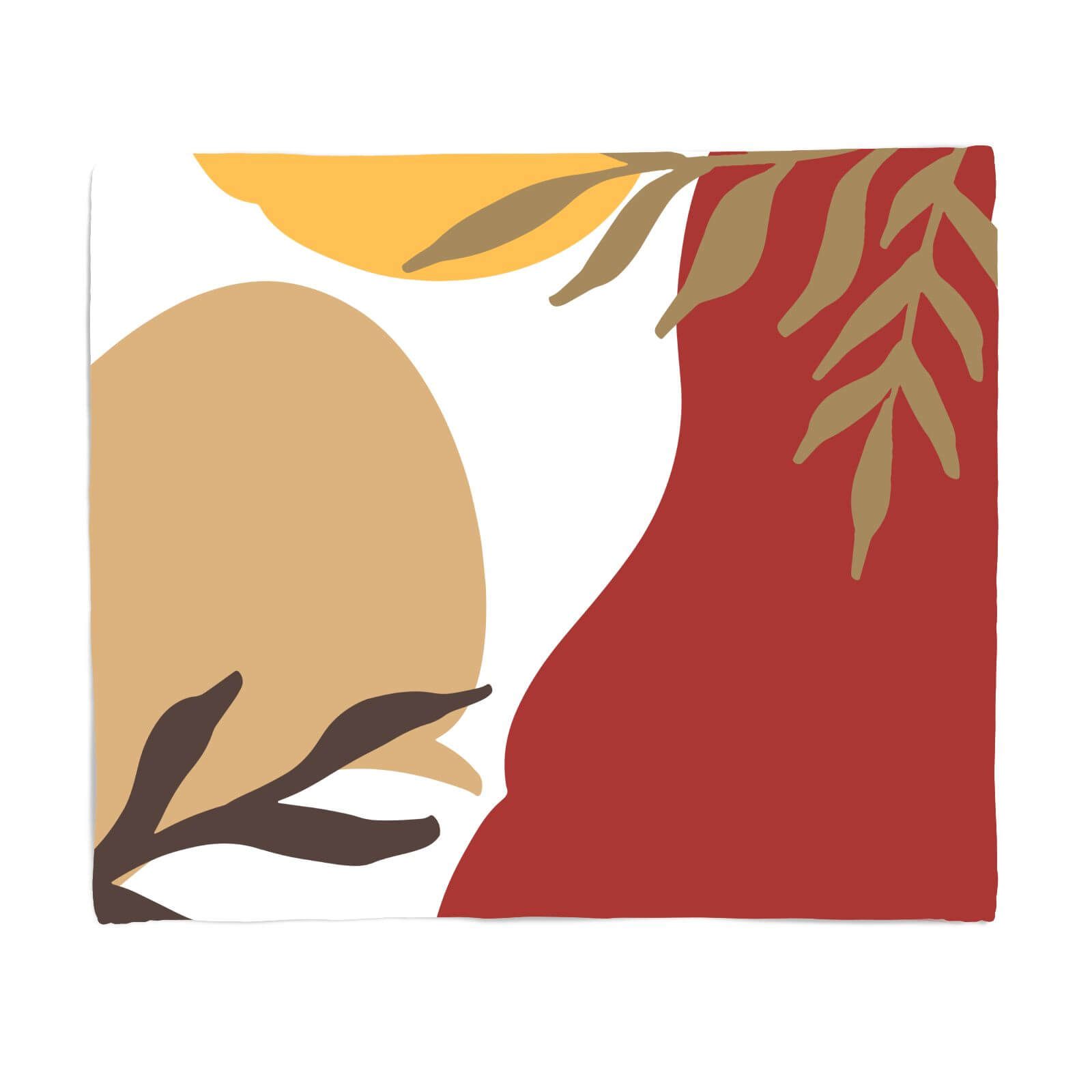 Hot Tone Abstract Leaves Fleece Blanket - S