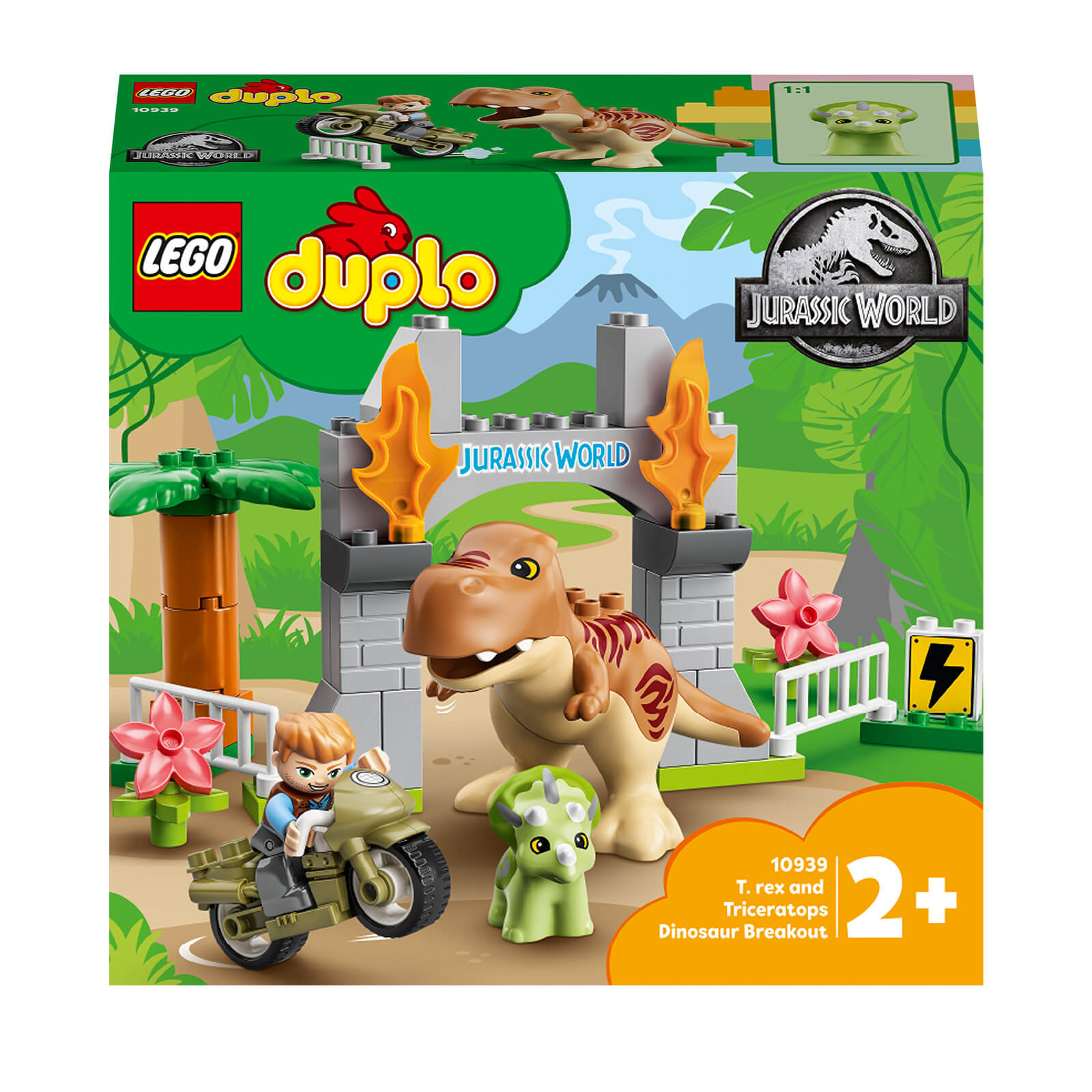 LEGO DUPLO T. rex and Triceratops Dinosaur Breakout Toy for Toddlers (10939)
