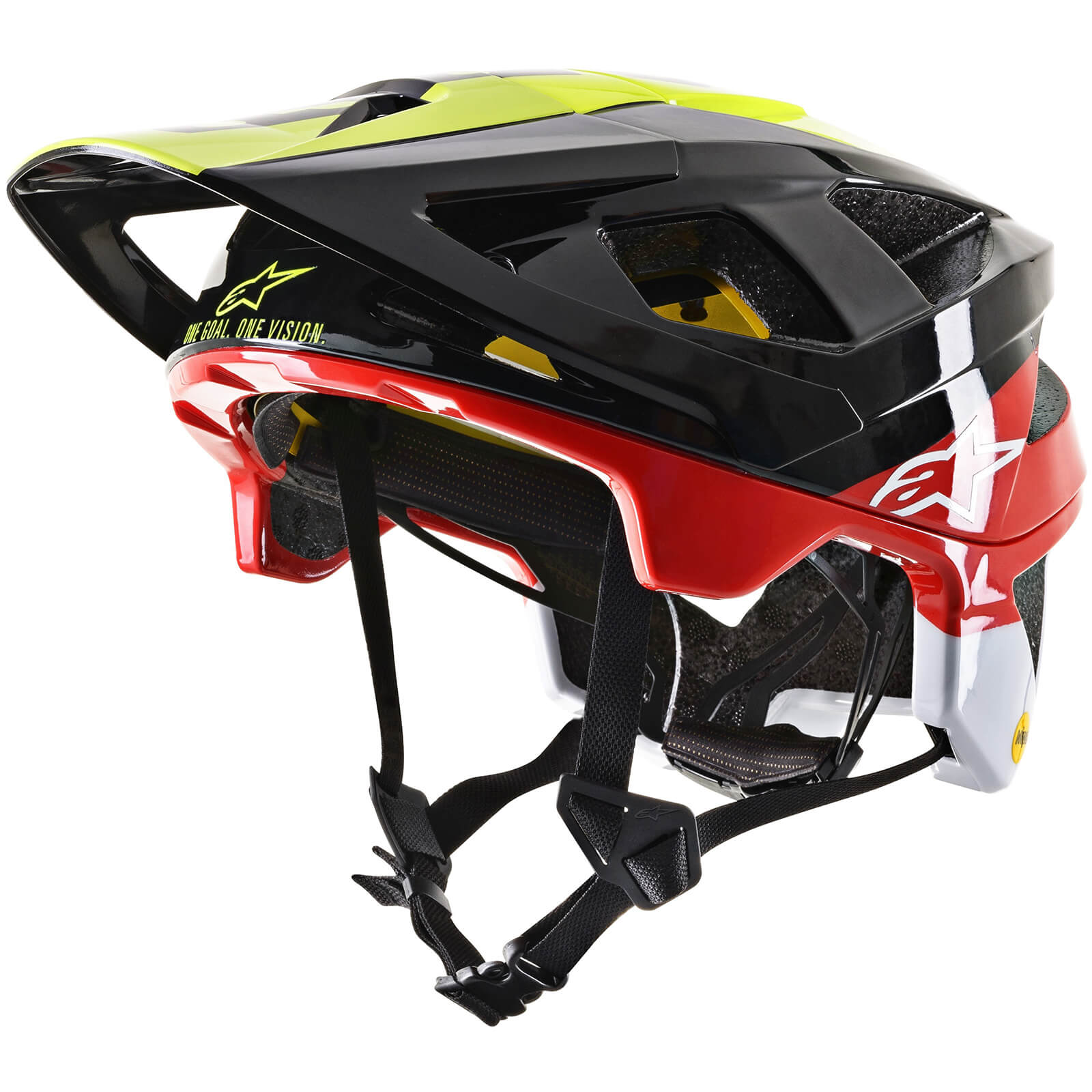 Alpinestars Vector Tech MIPS MTB Helmet - Medium - Pilot Black/Yellow Fluo/Red Gloss