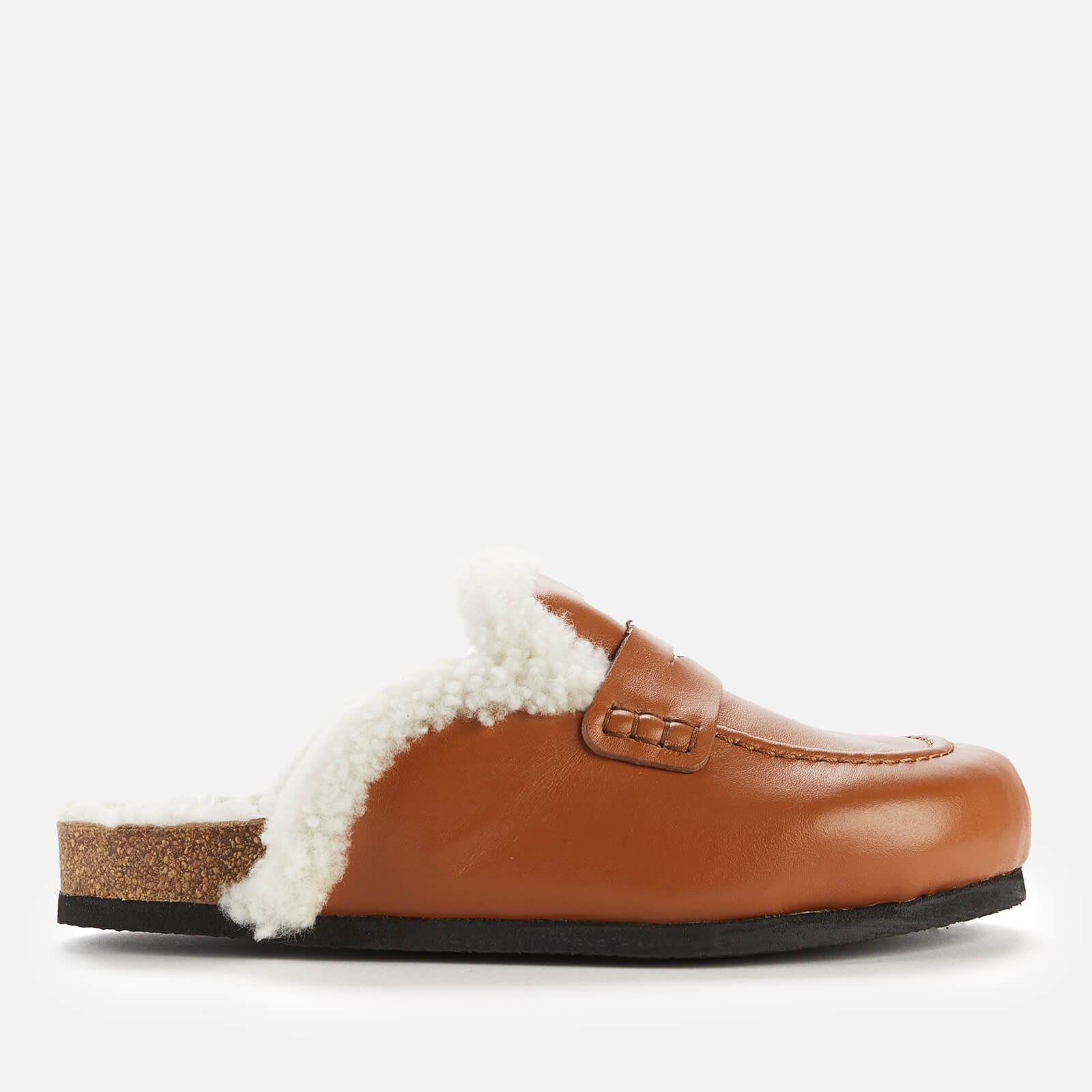 JW Anderson Women's Suede/Shearling Lined Slide Loafers - Brown - 3