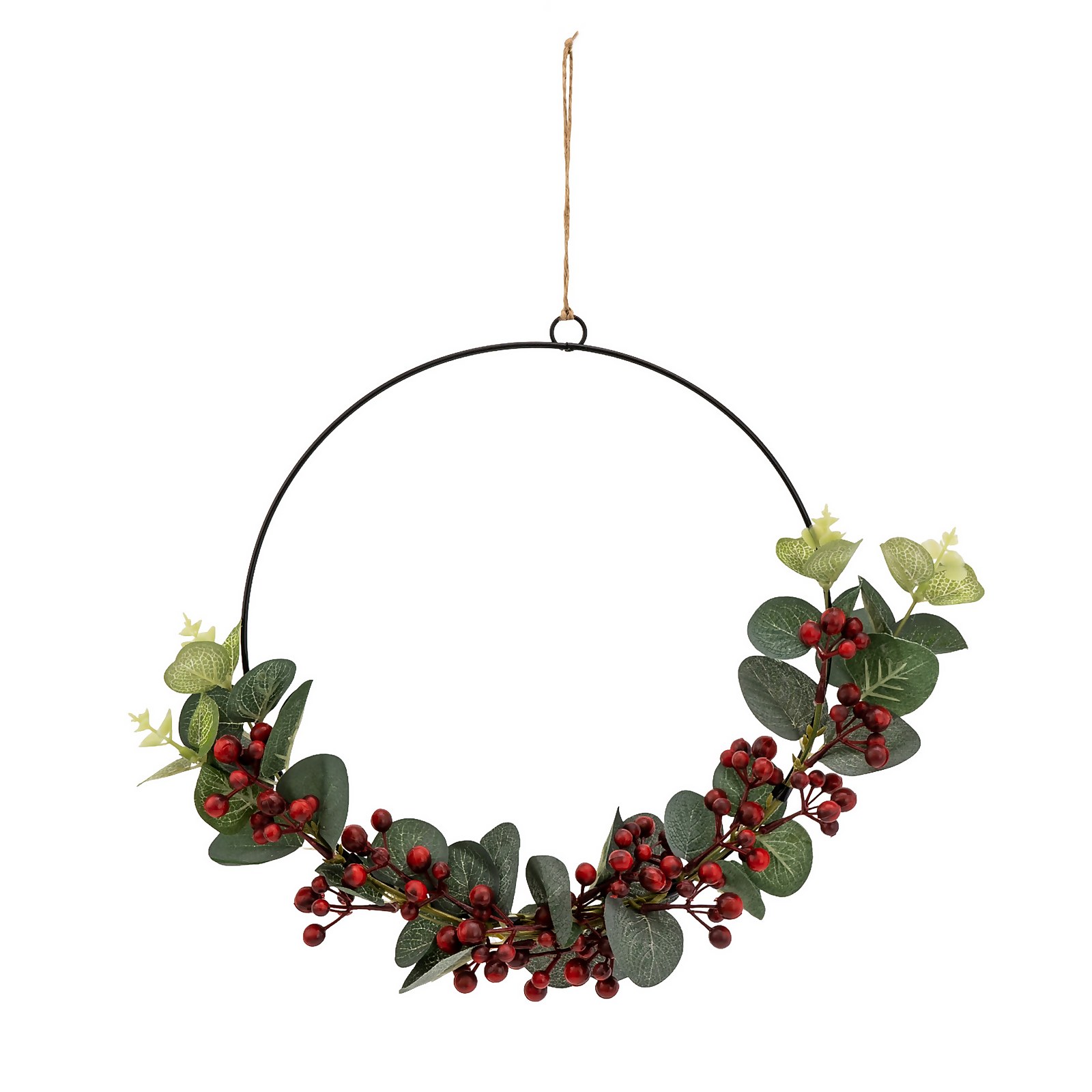 Photo of Hanging Wreath With Foliage And Berries