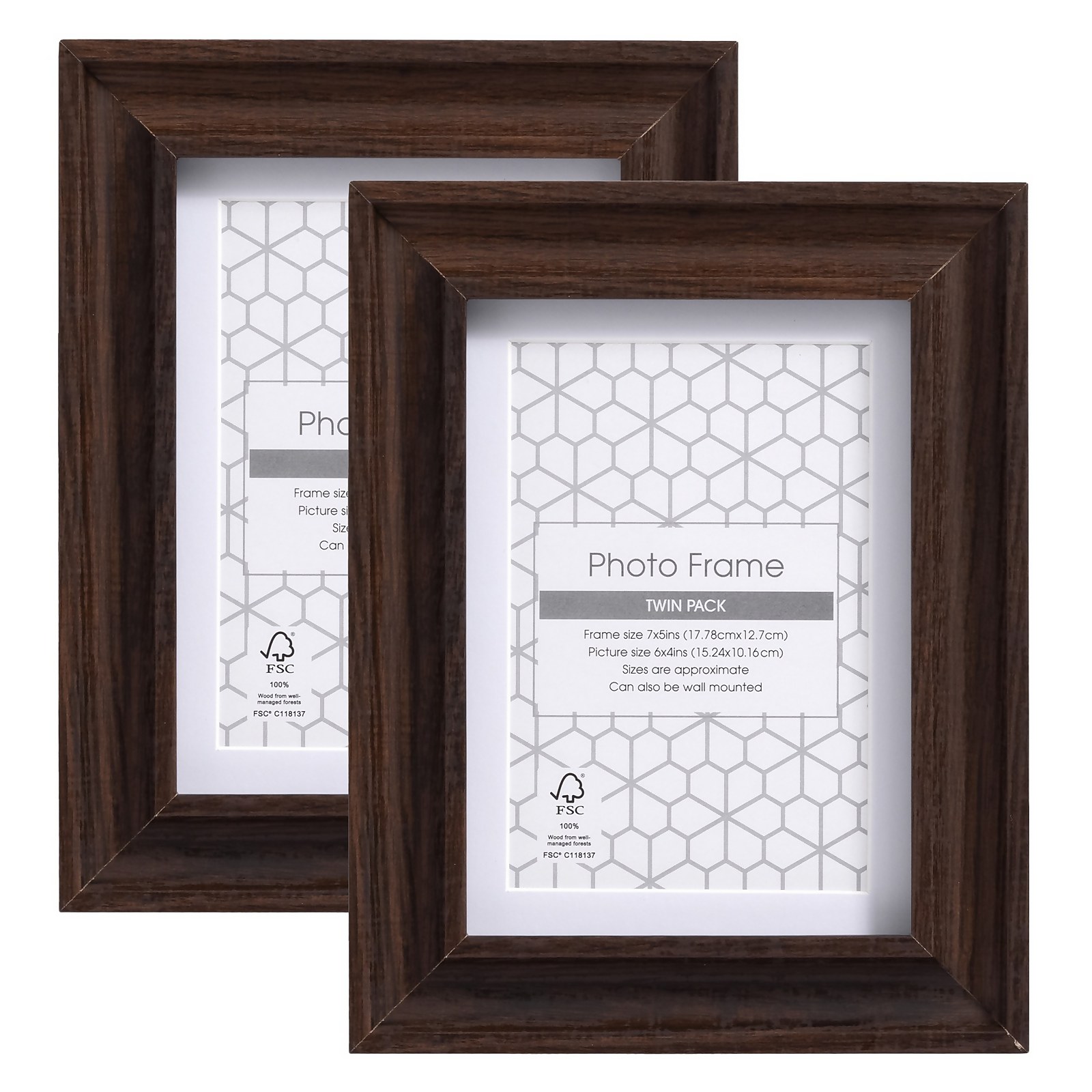 Photo of Twin Pack Of Photo Frames - Walnut - 6x4in