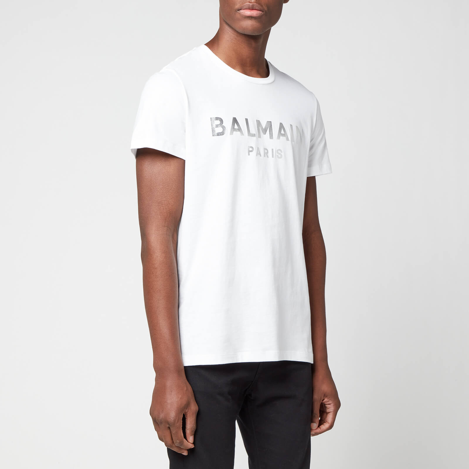 Balmain Men's Eco Sustainable Foil T-Shirt - White/Silver - L