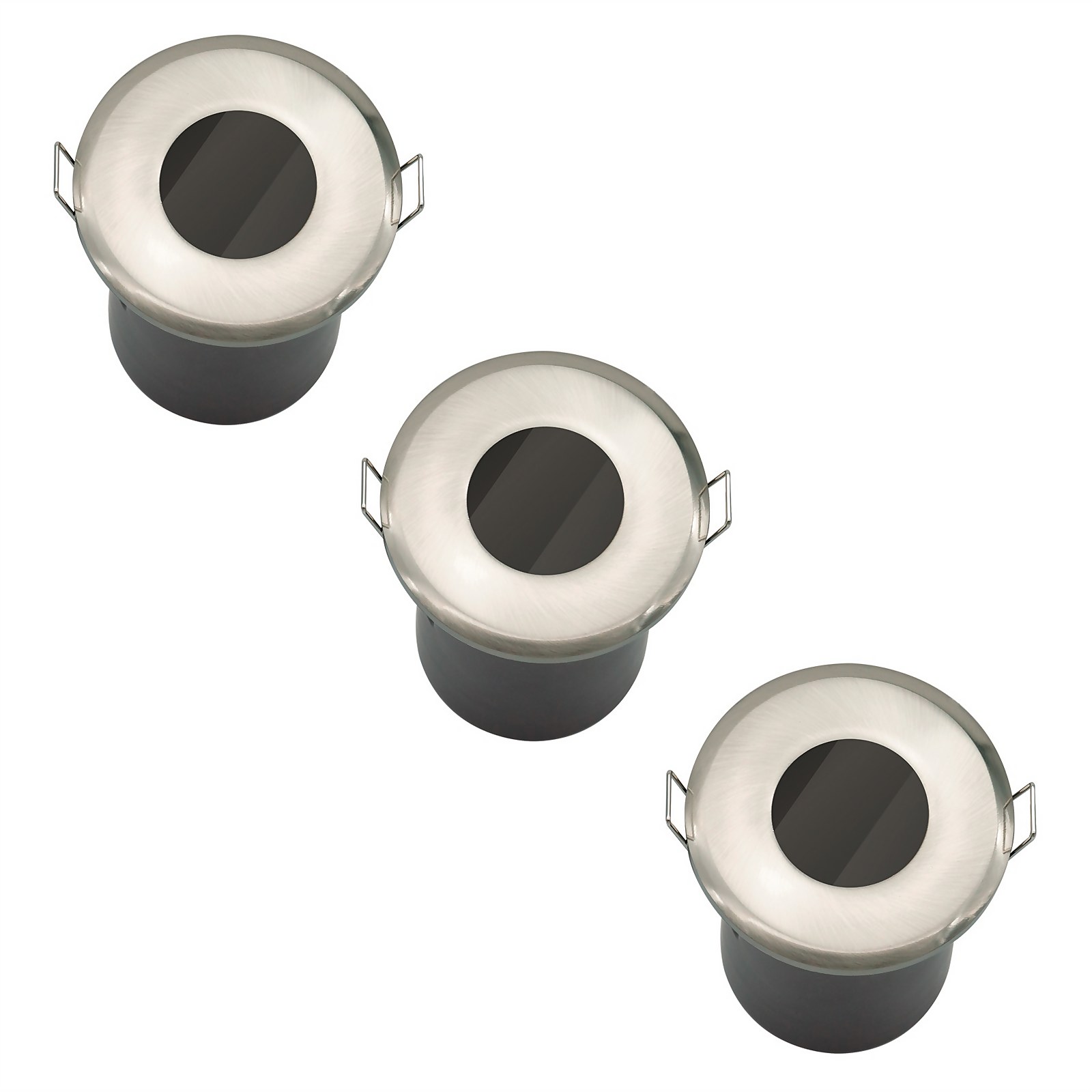 Photo of Fixed Fire Rated Ip65 Pack 3 Downlights - Brushed Nickel