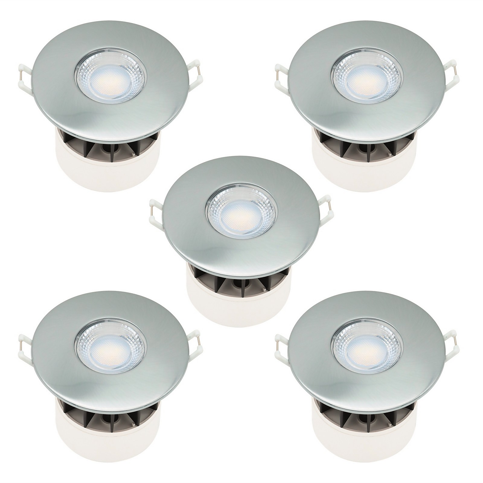 Photo of Fixed Fire Rated Ip65 Led 5 Pack Downlight - Brushed Nickel