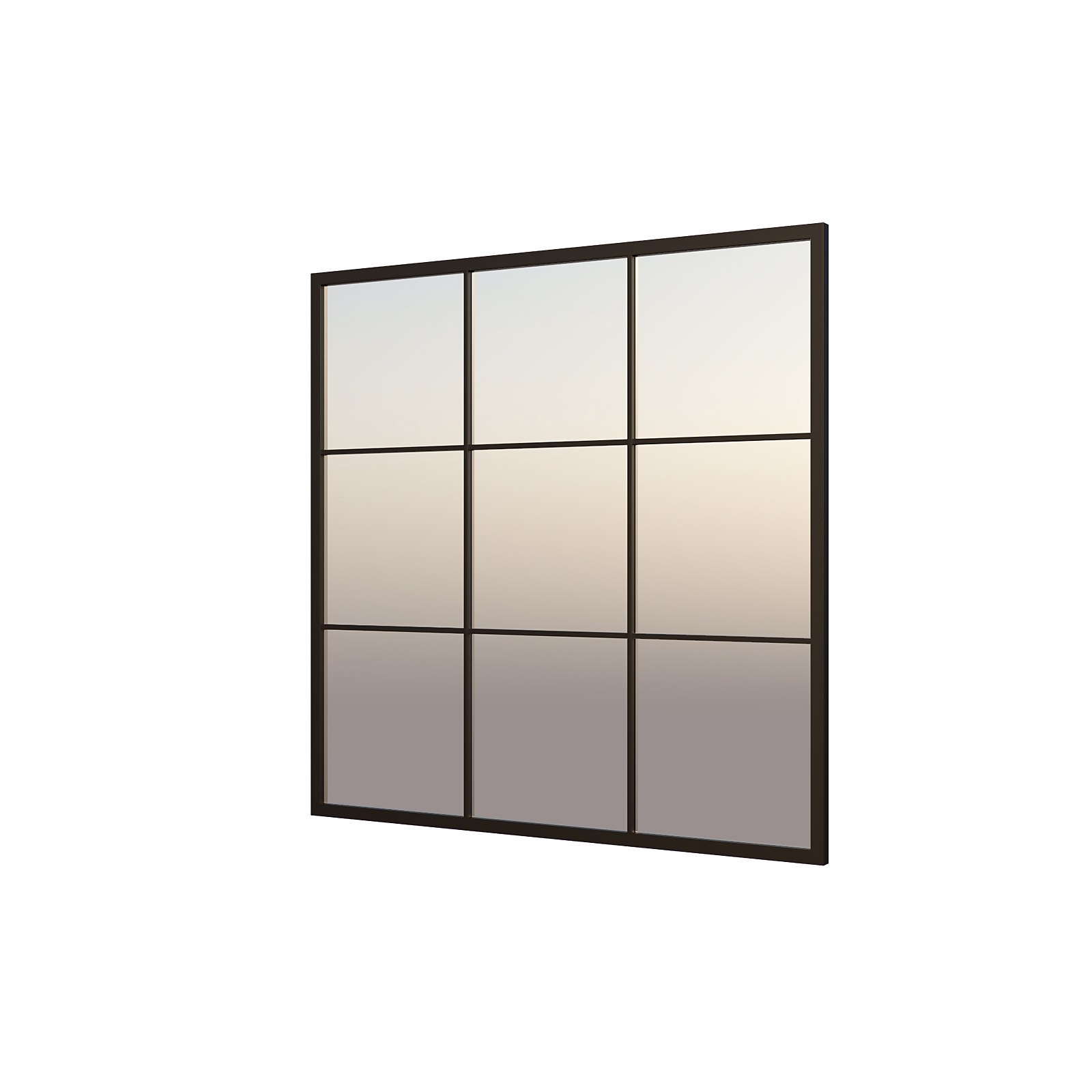 Photo of Black Metal Square Window Pane Mirror - 90cm