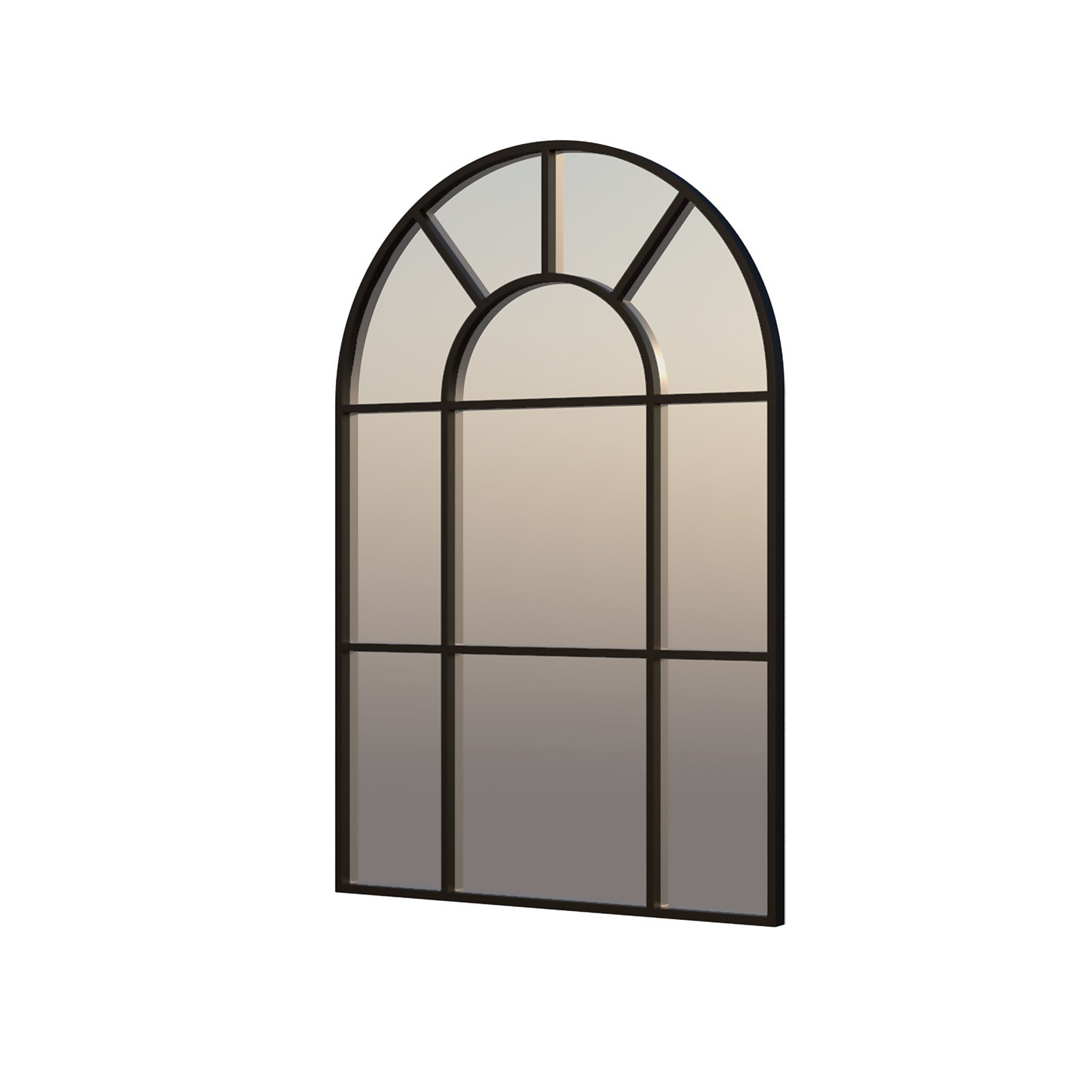 Photo of Black Iron Arch Window Pane Mirror - 70x50cm