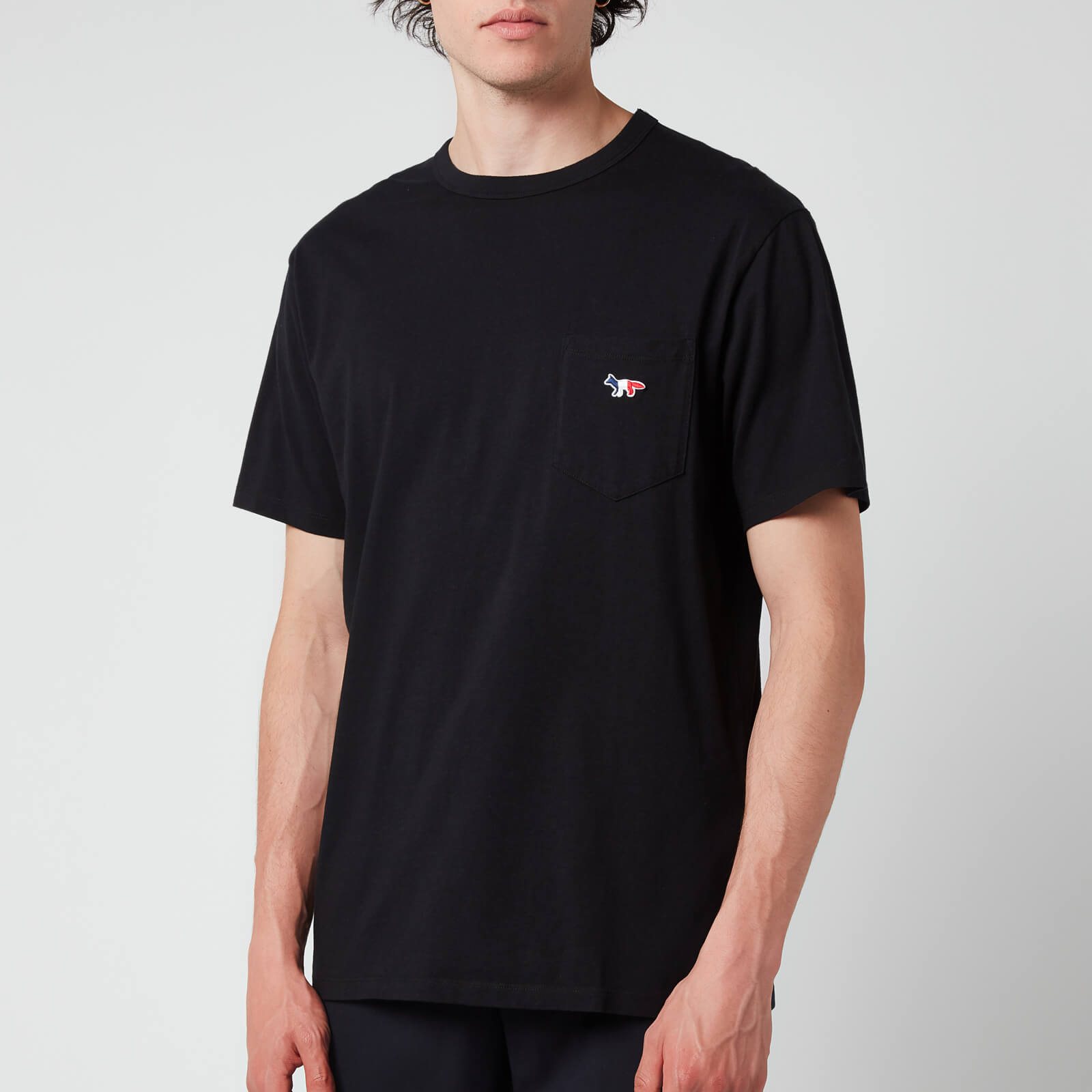 Maison Kitsuné Men's Tricolour Fox Patch Classic Pocket T-Shirt - Black - S