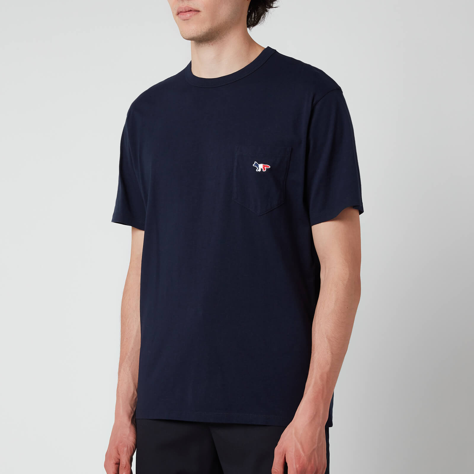 Maison Kitsuné Men's Tricolour Fox Patch Classic Pocket T-Shirt - Navy - S