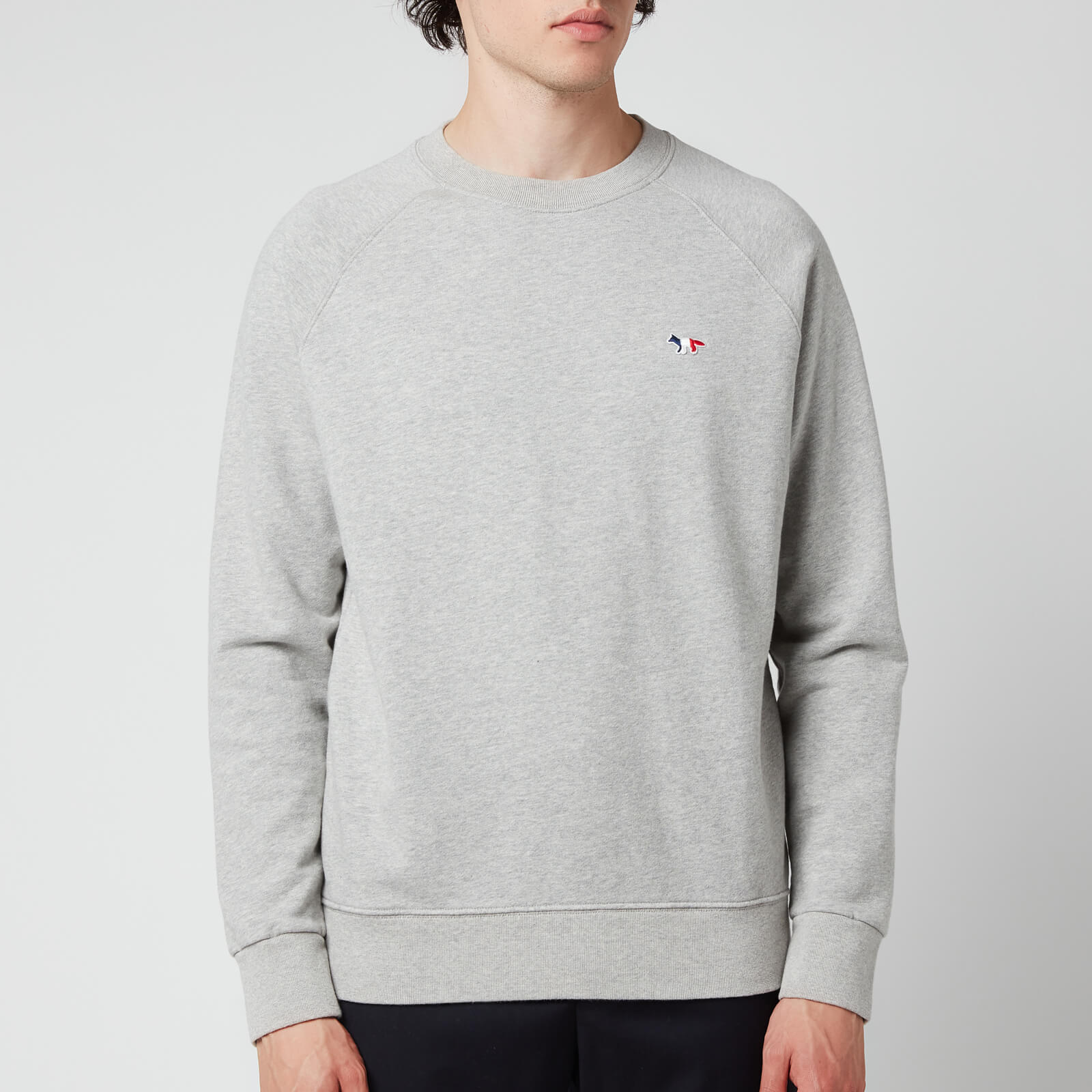 Maison Kitsuné Men's Tricolour Fox Patch Clean Sweatshirt - Grey Melange - S