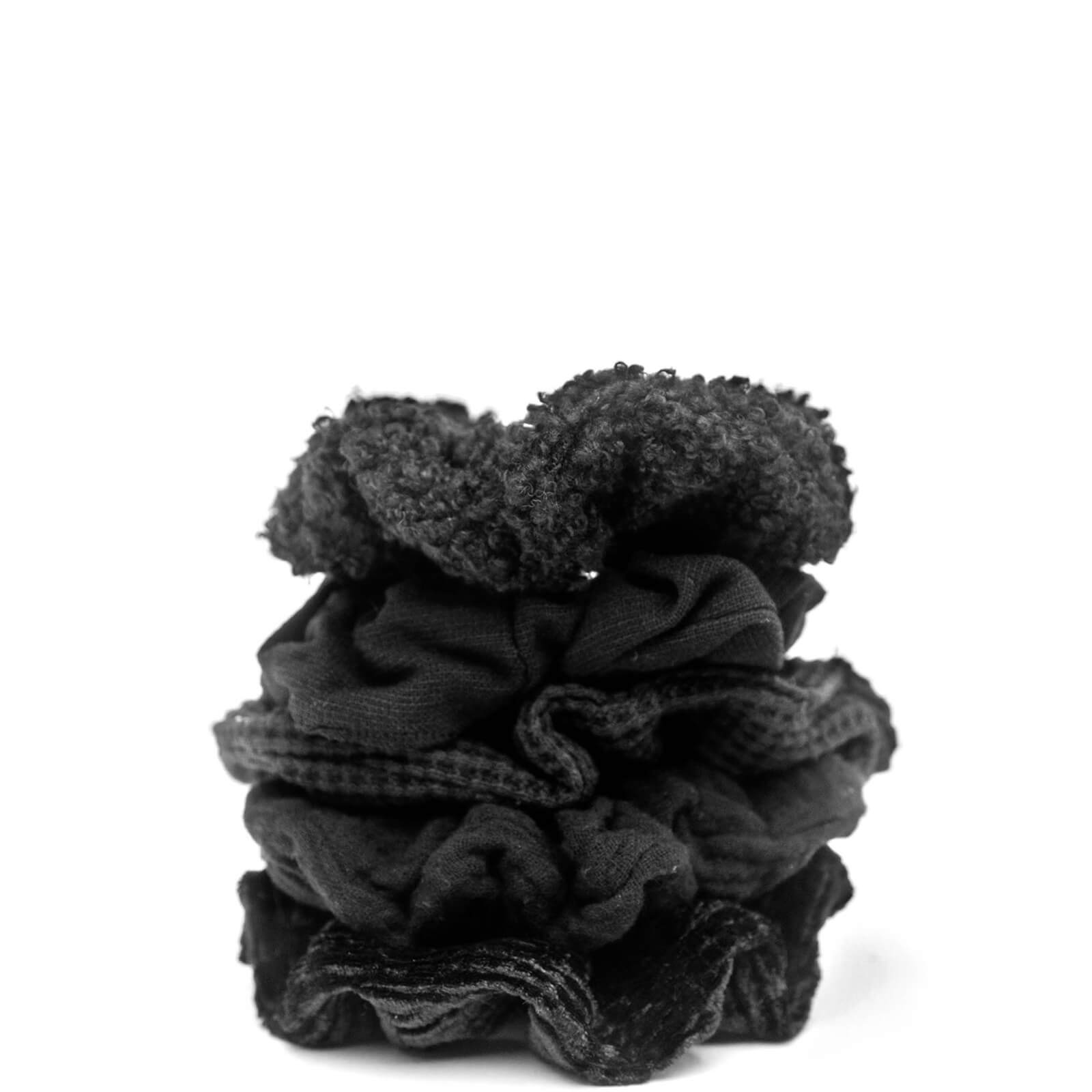 Kitsch Textured Scrunchies 5 Piece Set (Various Colours) - Black