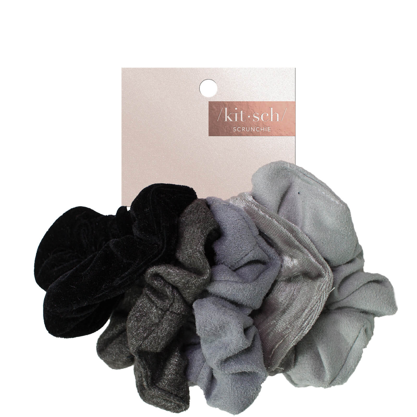 Kitsch Velvet Scrunchies (Various Colours) - Black/Grey