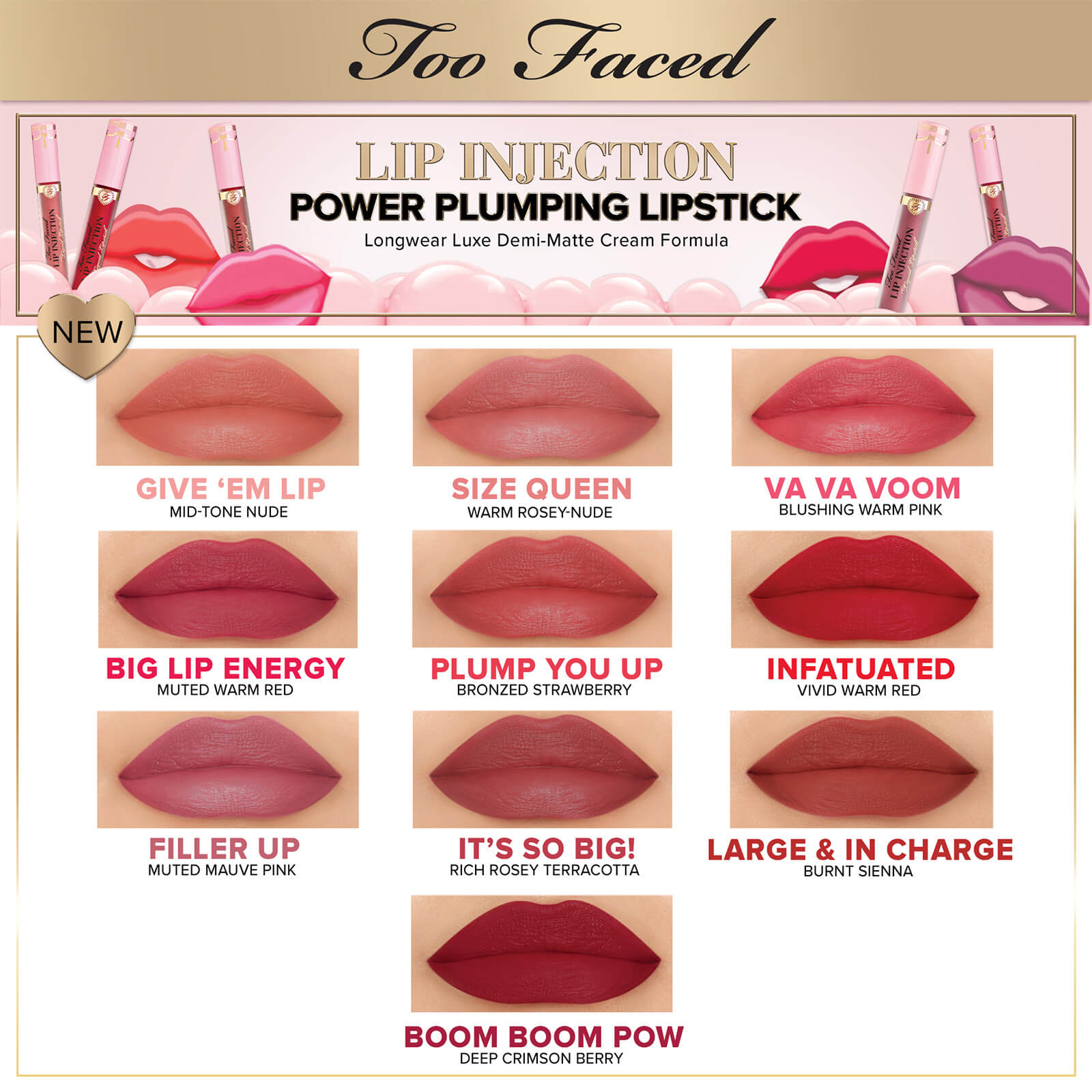 Thumbnail - Too Faced Lip Injection Demi-Matte Liquid Lipstick 3ml (Various Shades) - It's So Big