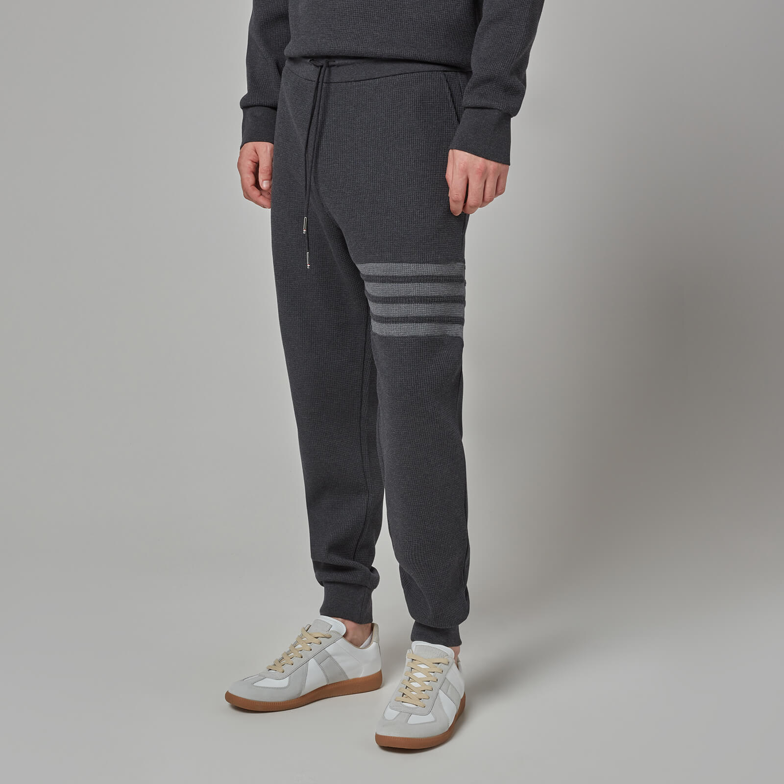 Thom Browne Men's Four-Bar Waffle Knit Sweatpants - Charcoal - 5/XXL
