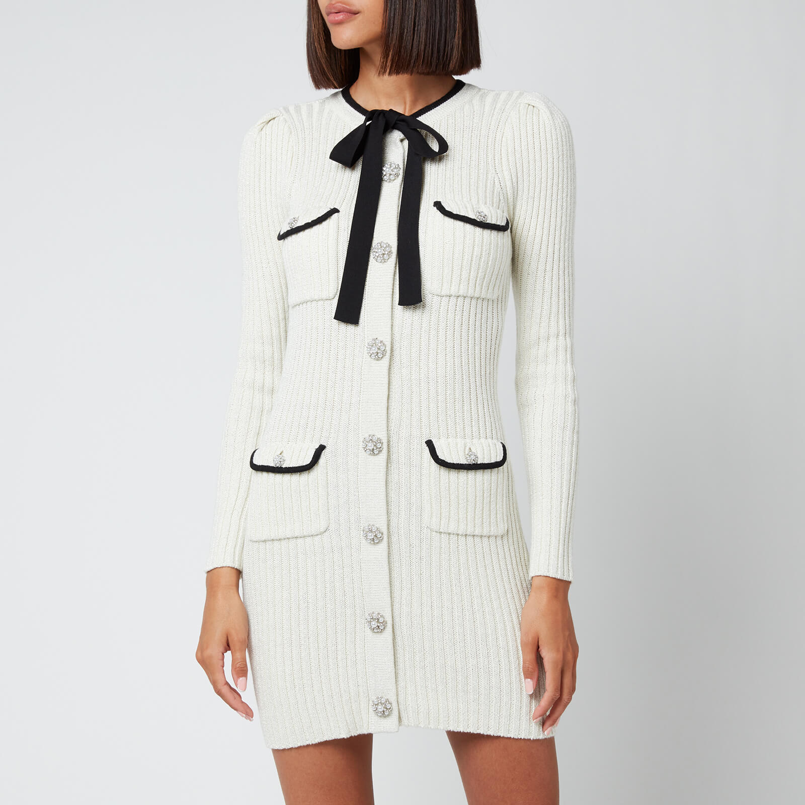 Self-Portrait Women's Lurex Knit Dress - Ivory - L