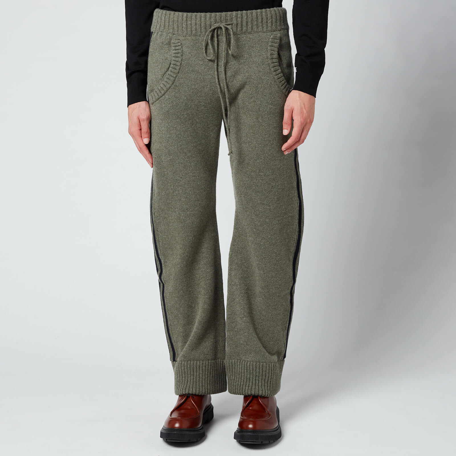 Maison Margiela Men's Jersey Ribbed Cuff Trousers - Military/Navy - M
