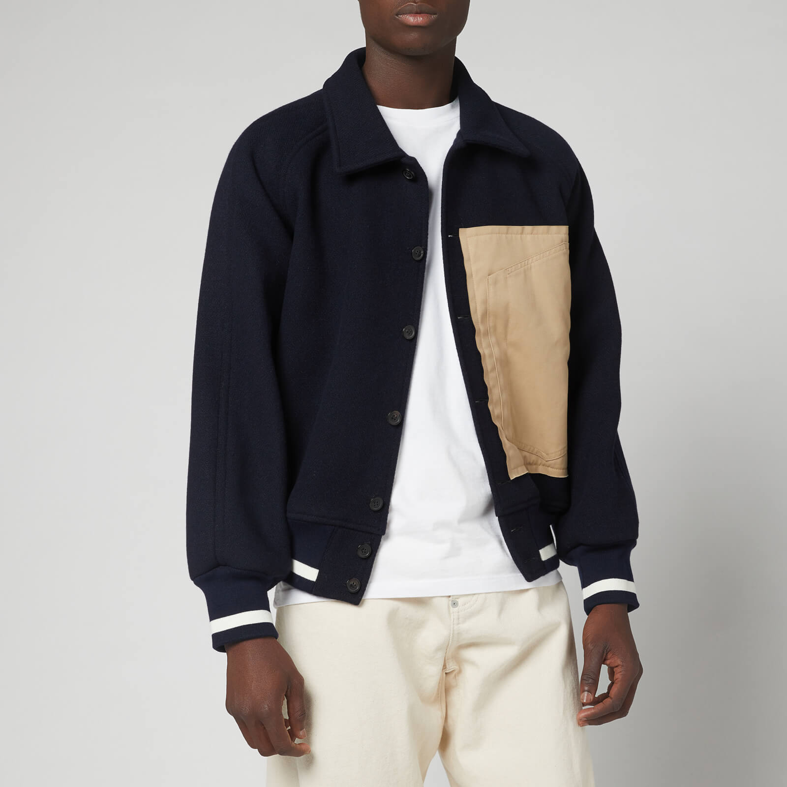 Maison Margiela Men's Fitted Bomber Jacket - Dark Blue - 46/S