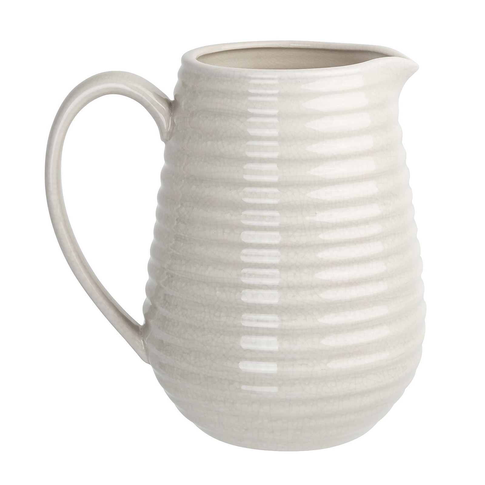 Photo of Crackle Effect Ribbed Jug - White