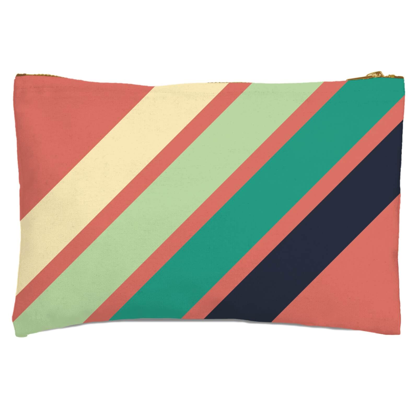Green Retro Stripe Zipped Pouch