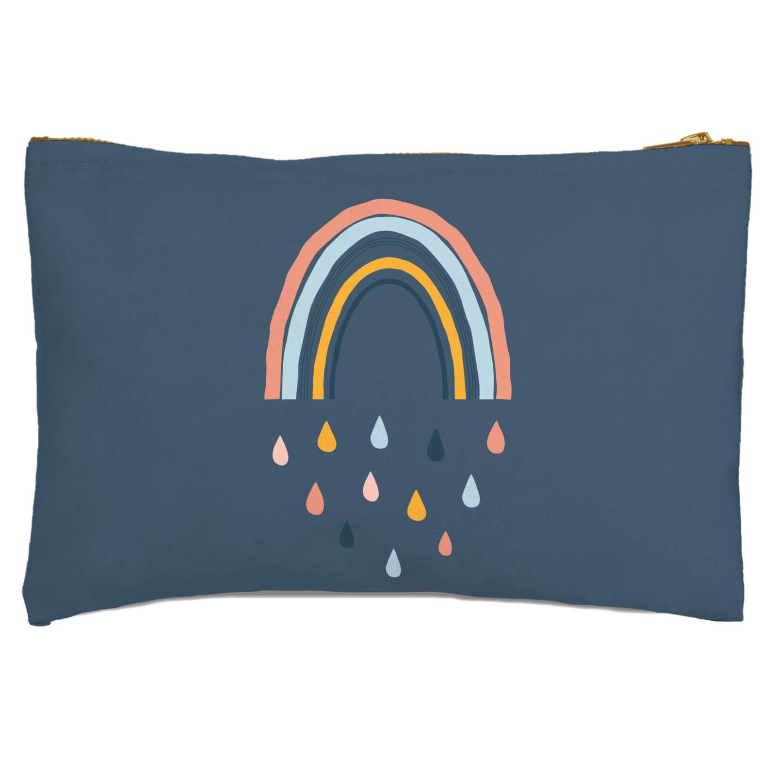 Rainbow And Rain Fall Zipped Pouch