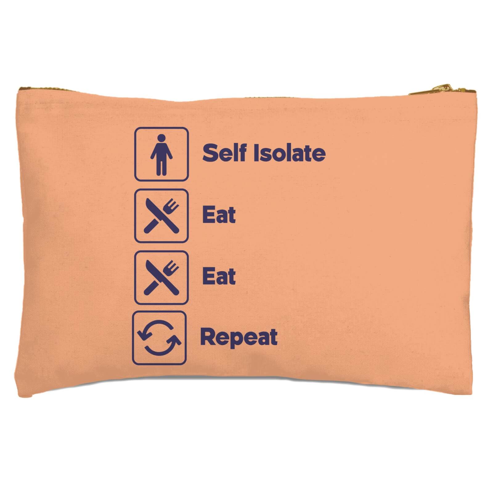 Mens Self Isolate Eat Eat Repeat Zipped Pouch