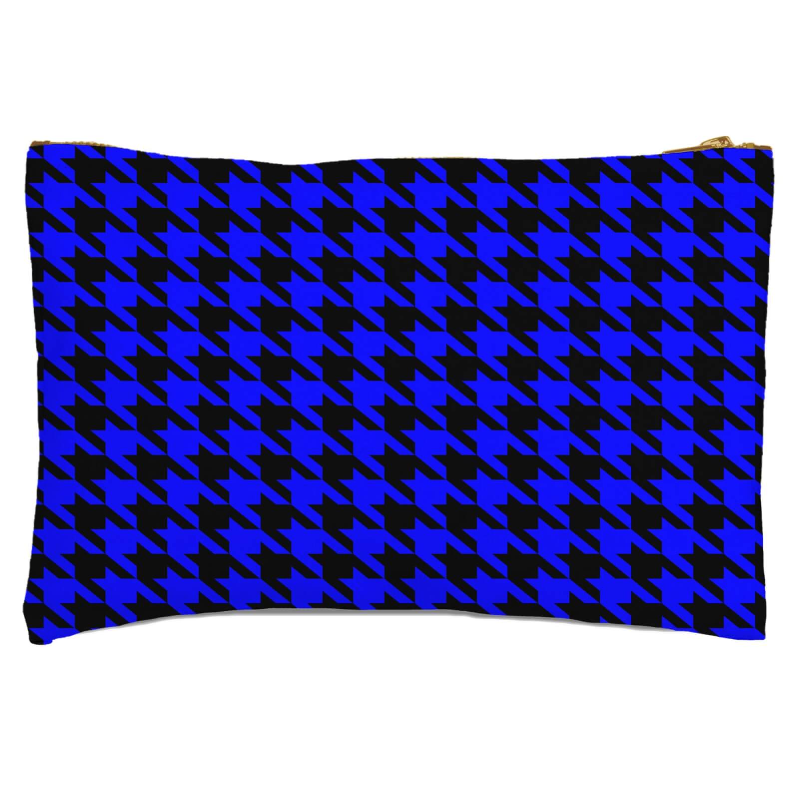 Blue Dogtooth Zipped Pouch