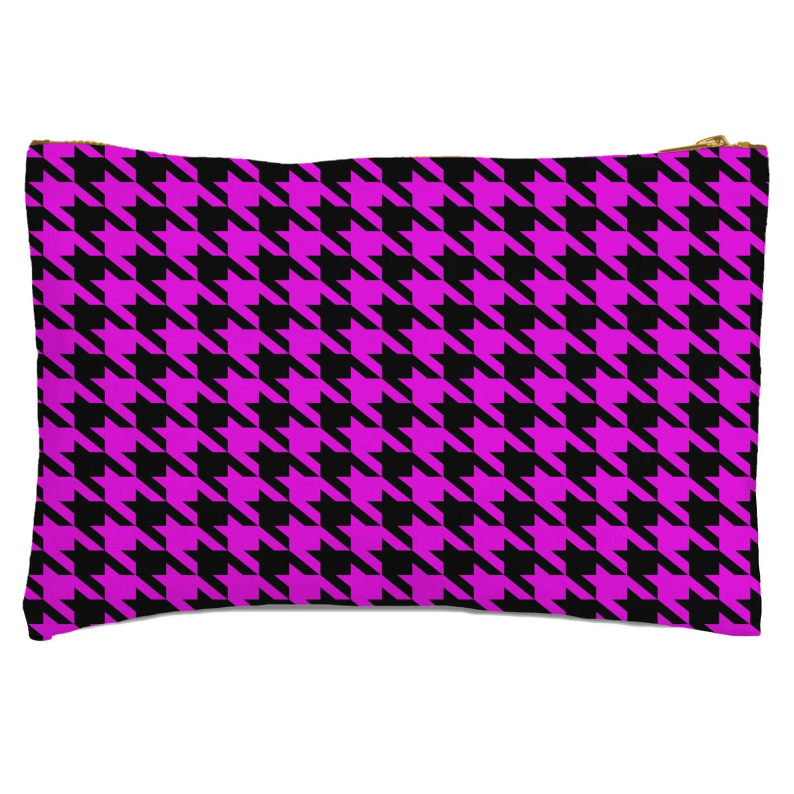 Pink Dogtooth Zipped Pouch