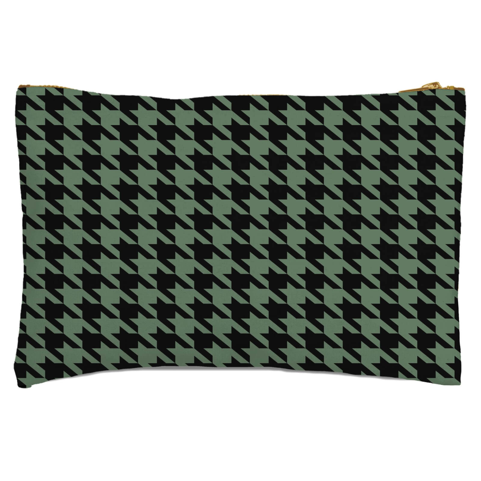 Khaki Dogtooth Zipped Pouch