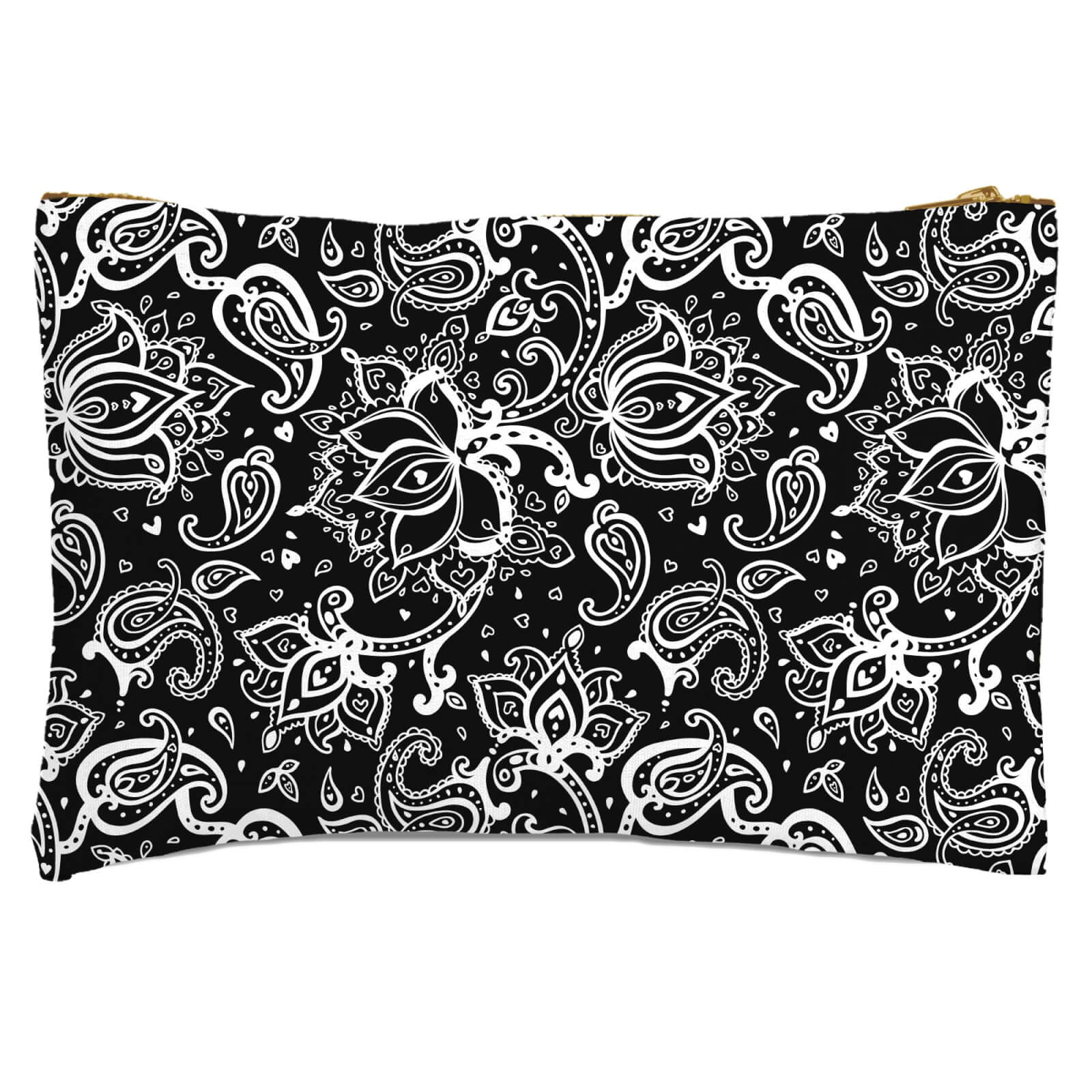 Monochrome Floral Paisley Zipped Pouch