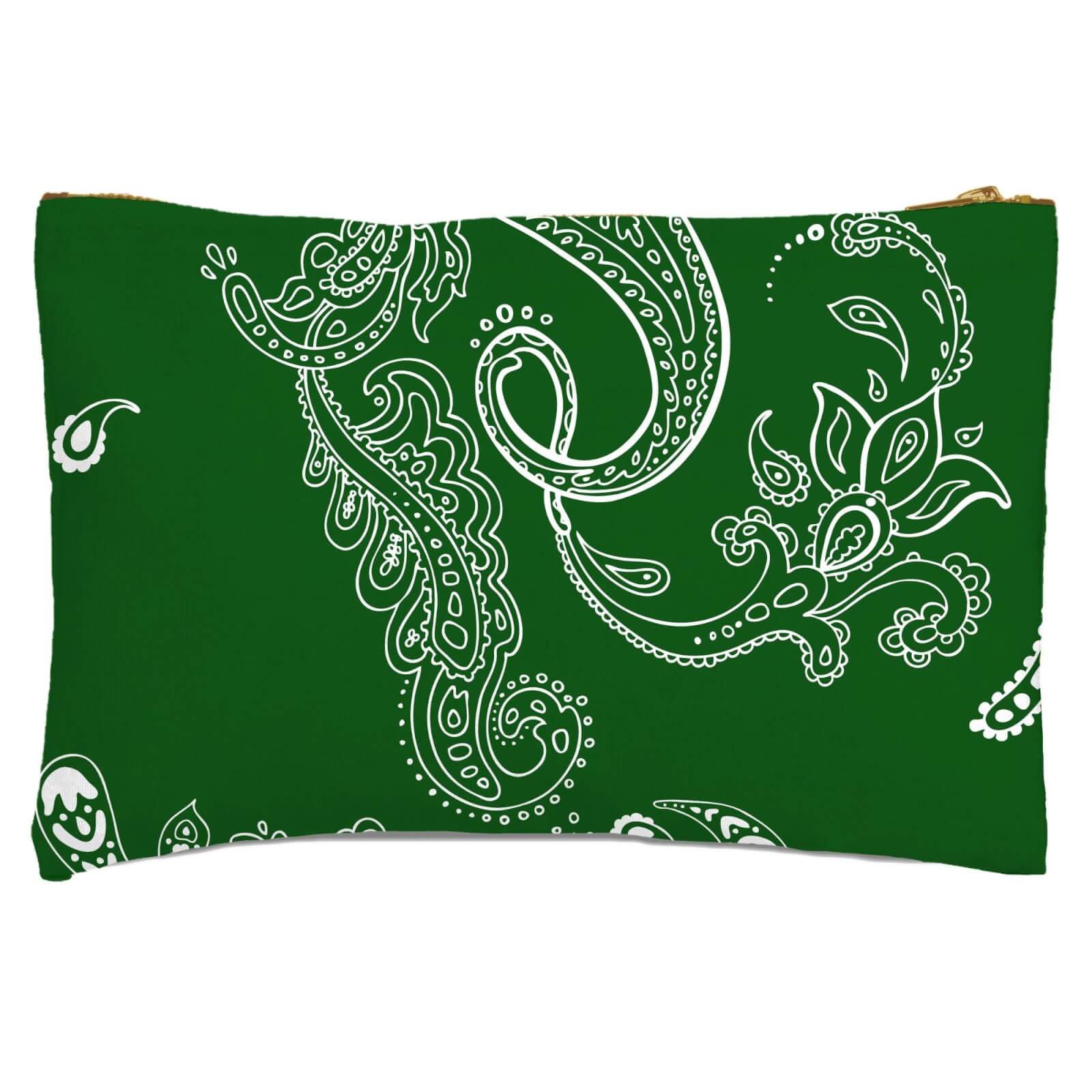 Dark Green Paisley Zipped Pouch