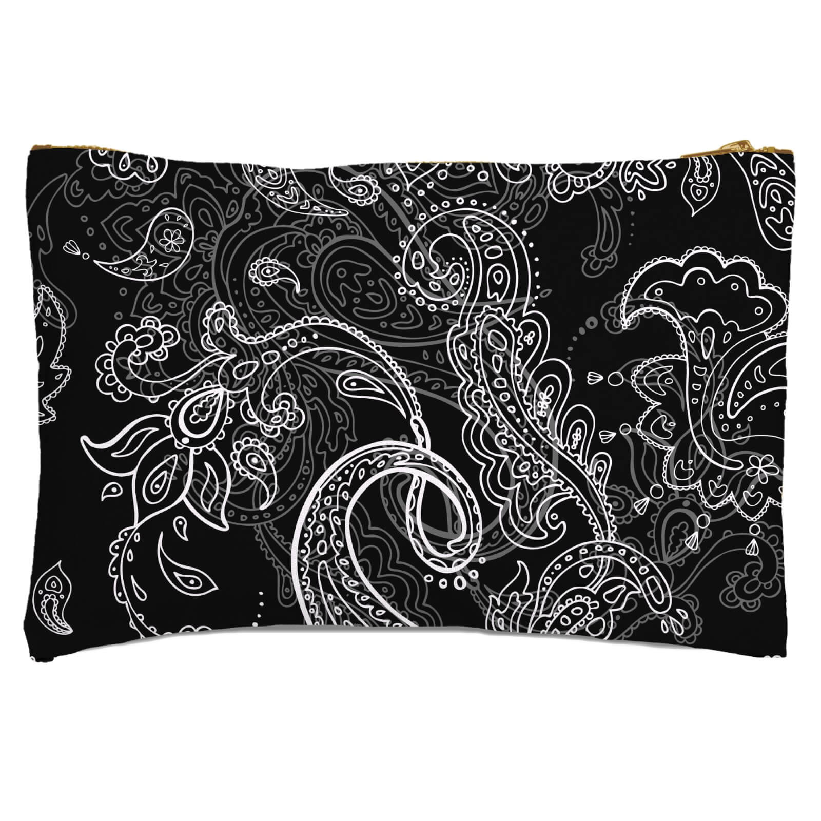 Monochrome Layered Paisley Zipped Pouch
