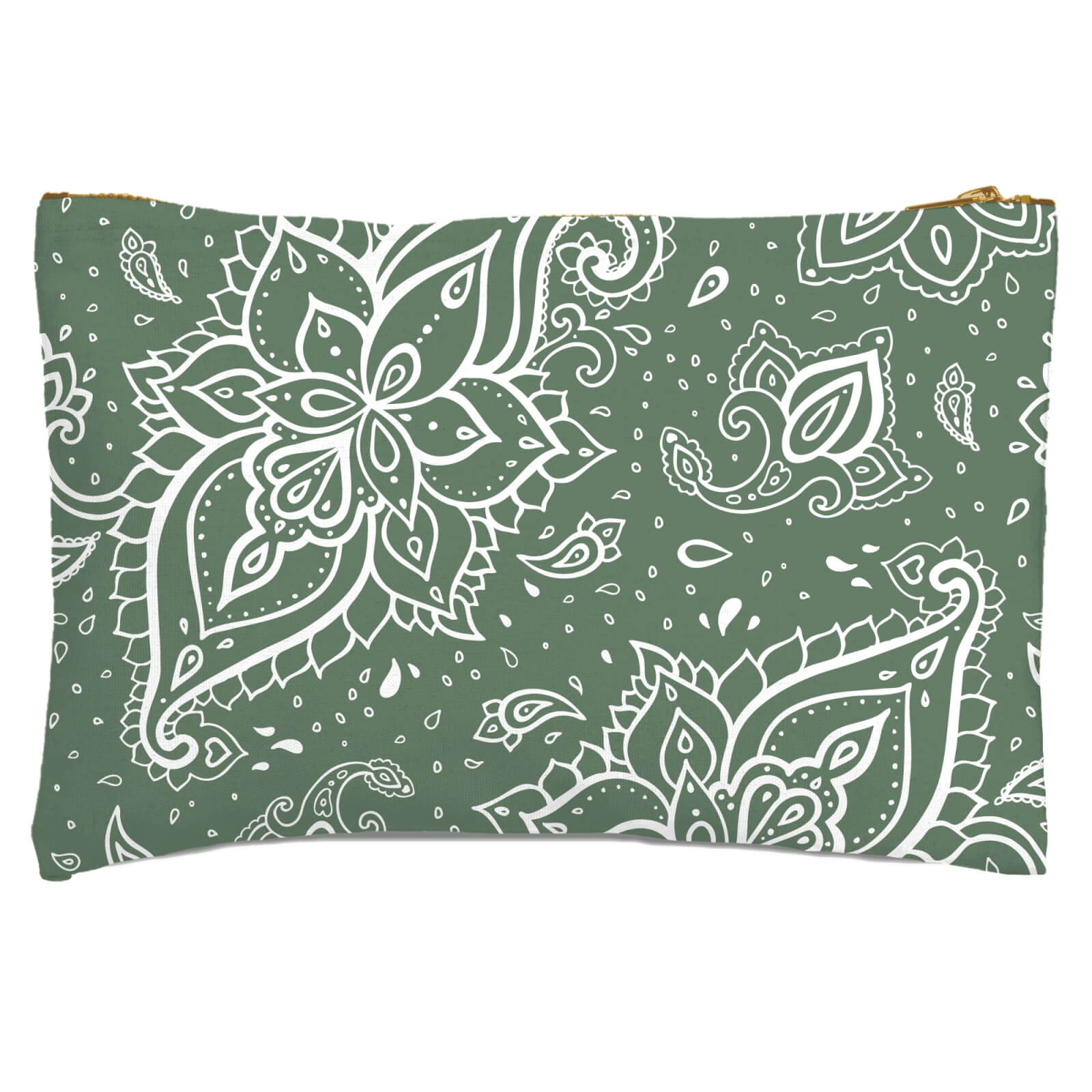 Khaki Paisley Zipped Pouch