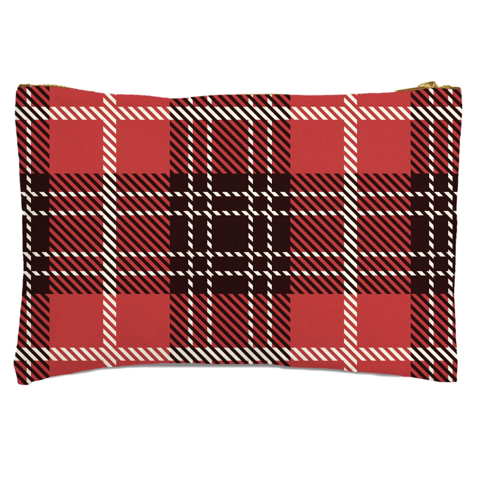 Red, Black & White Tartan Zipped Pouch