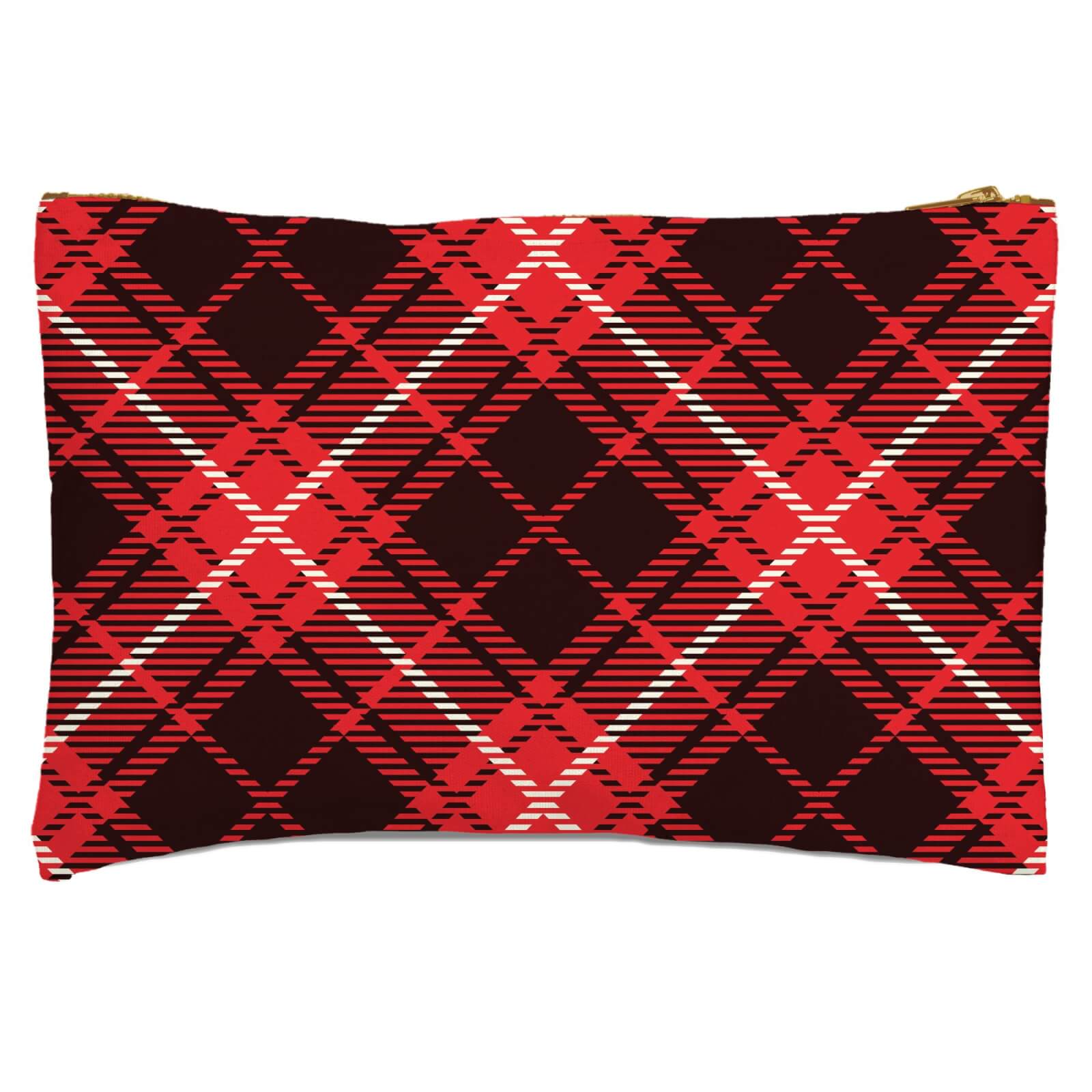 Diagonal Cross Tartan Zipped Pouch