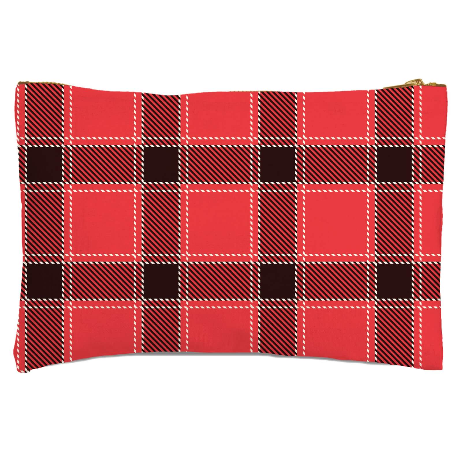 Red & Black Cross Tartan Zipped Pouch