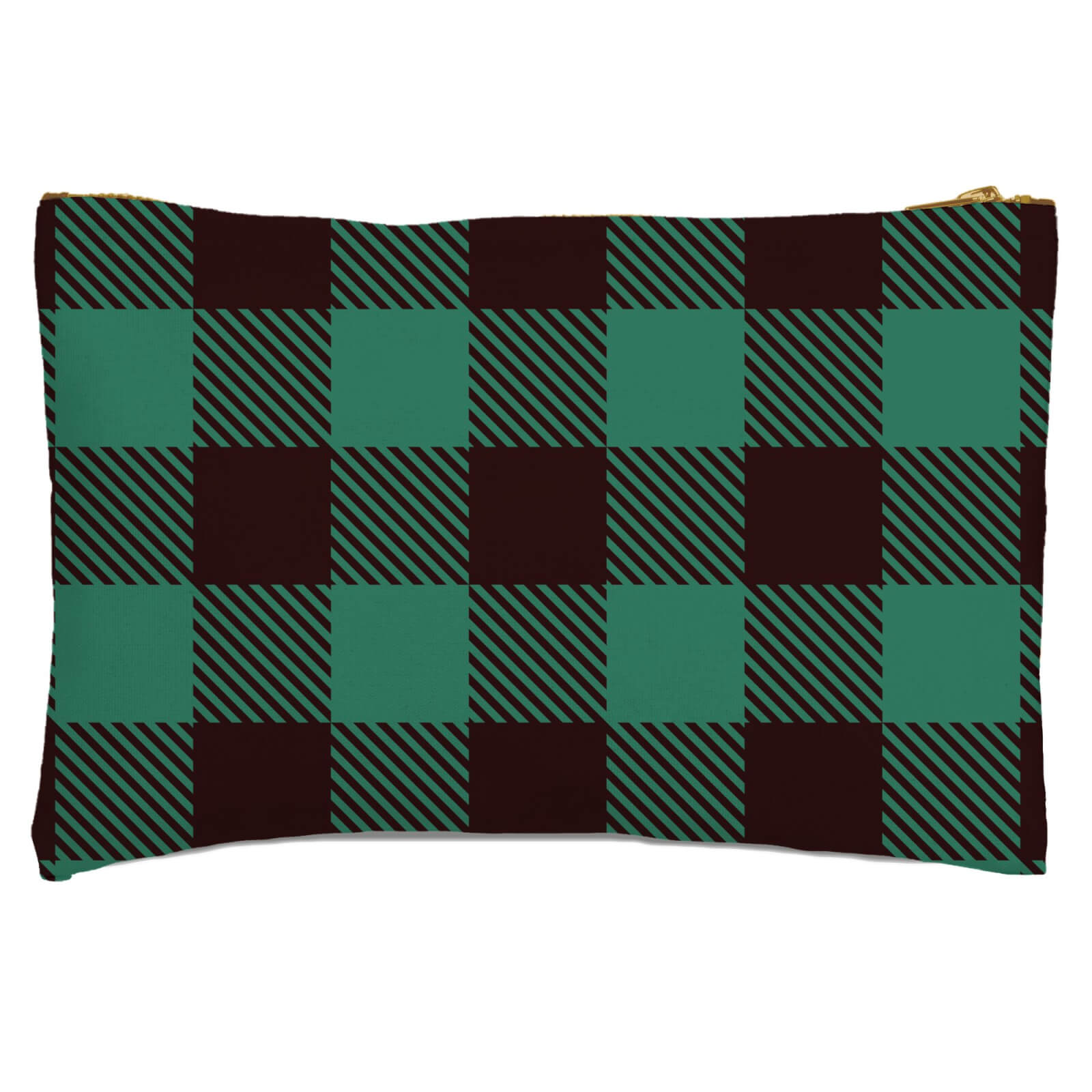 Green & Black Tartan Zipped Pouch