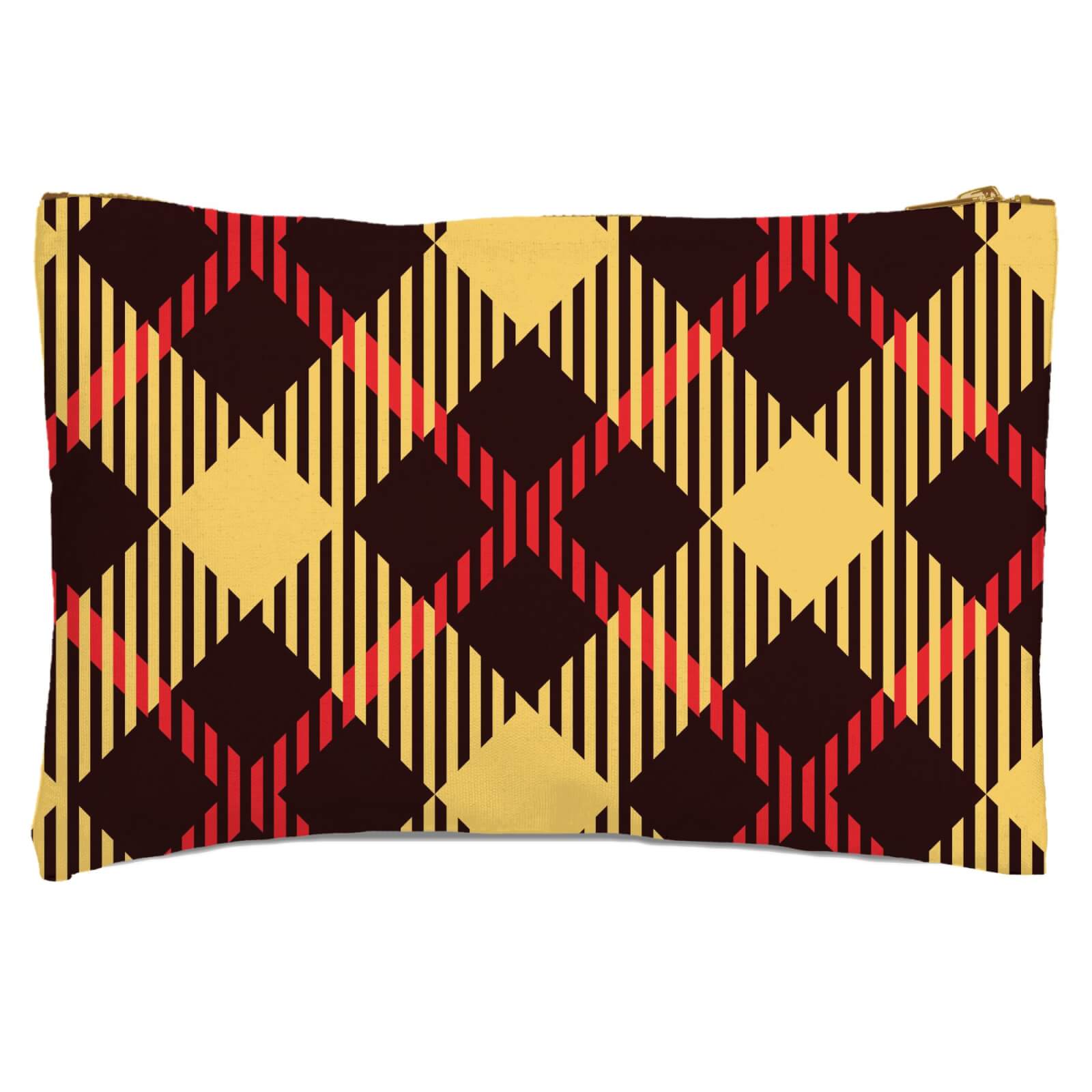 Red, Yellow & Black Diamond Tartan Zipped Pouch
