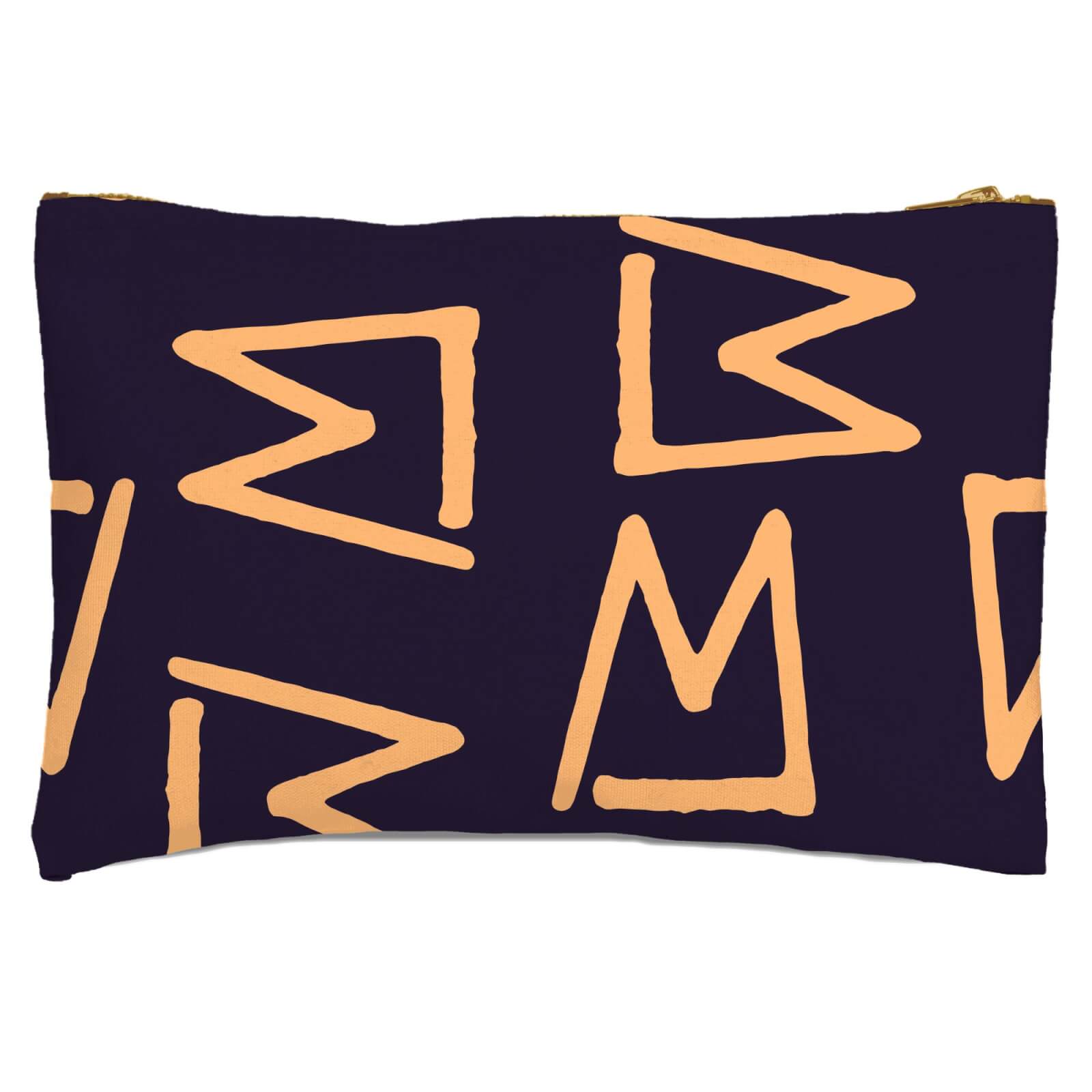 Abstract Tribal Blue & Cream Pattern Zipped Pouch