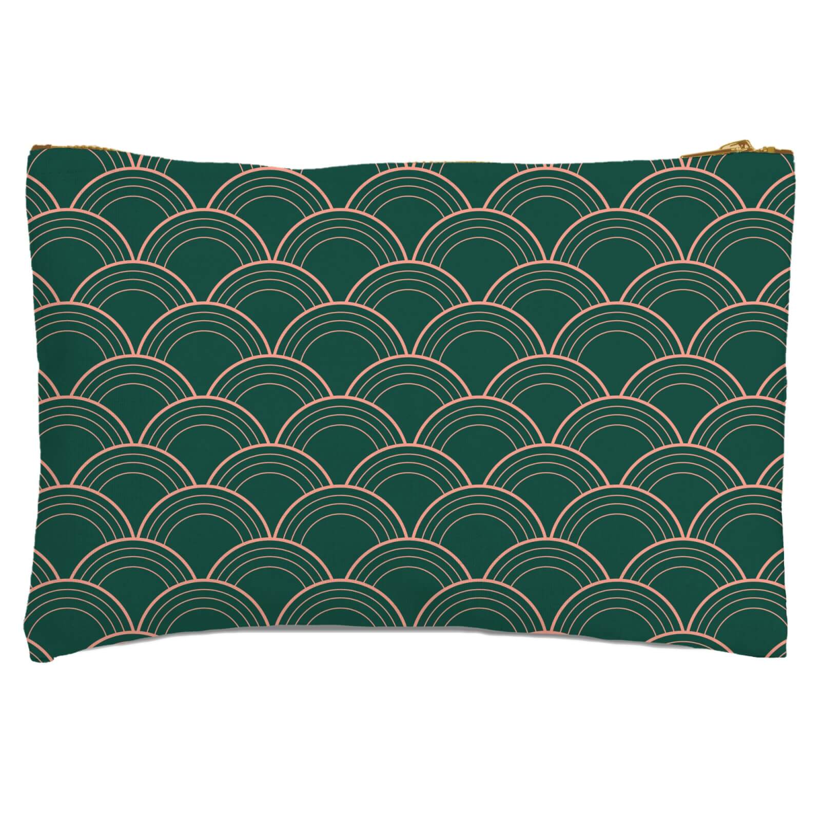 Chinese Fan Pattern Pink & Green Pattern Zipped Pouch